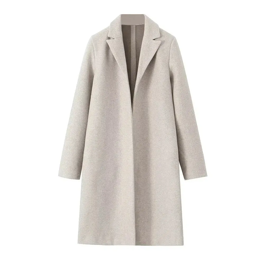 A&A Solid Open Stitch Soft Trench Coat