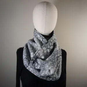 Accessories - Scarves - Cowl - Gray Floral and Black Plaid