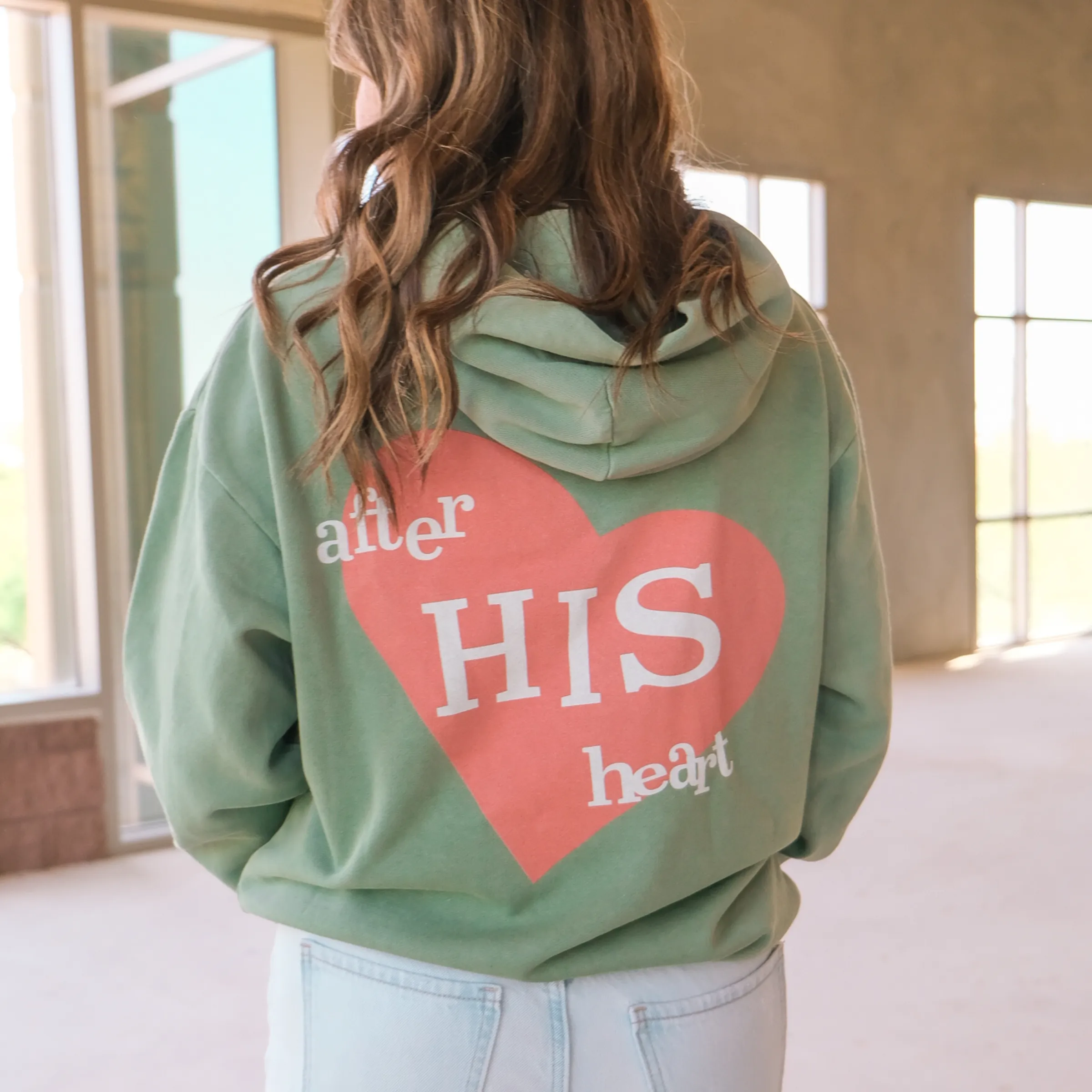 After His Heart Pullover Hoodie - Oil Green