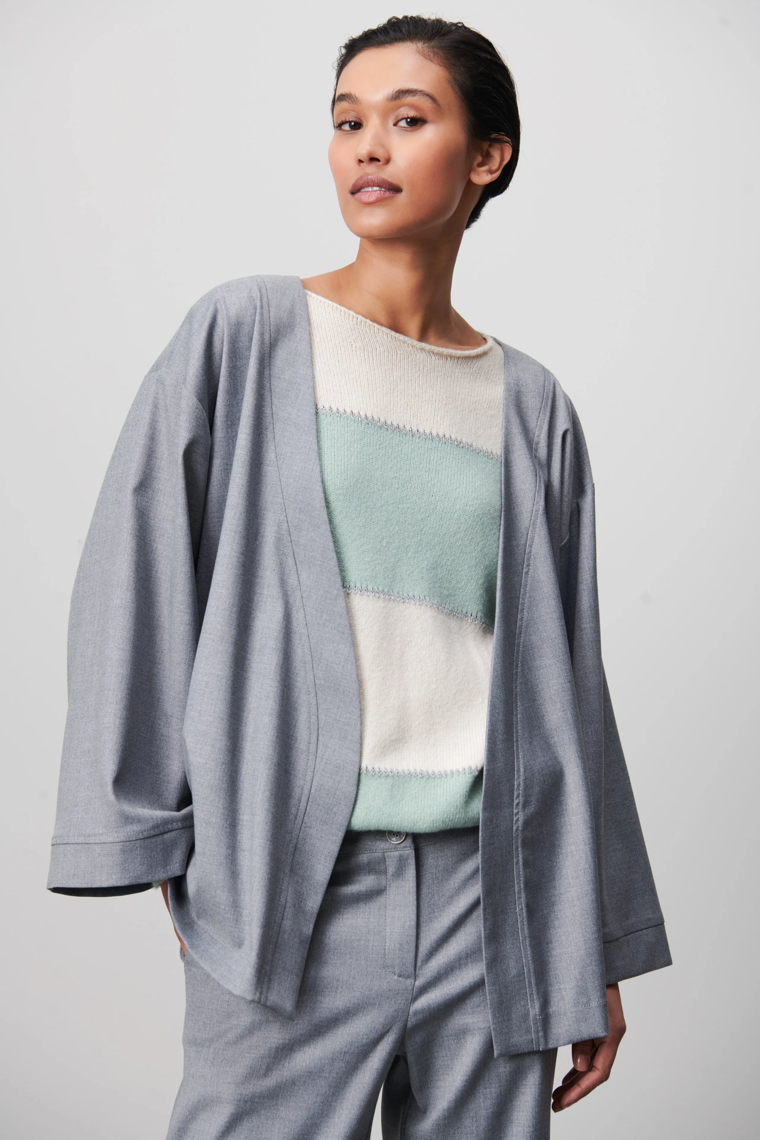 Alvera Blazer Kimono | Grey