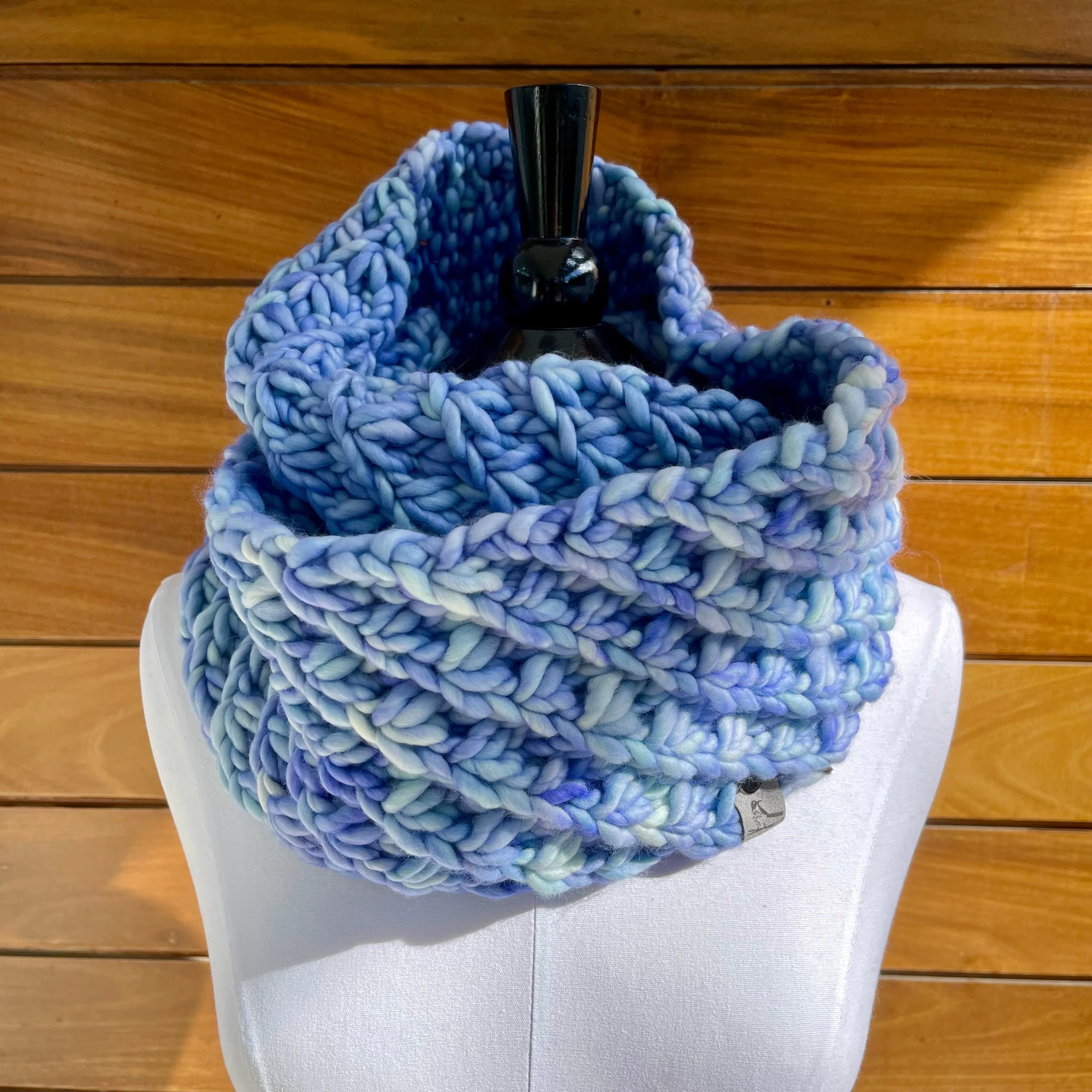 Aquamarine Luxury Merino Wool Knit Infinity Scarf