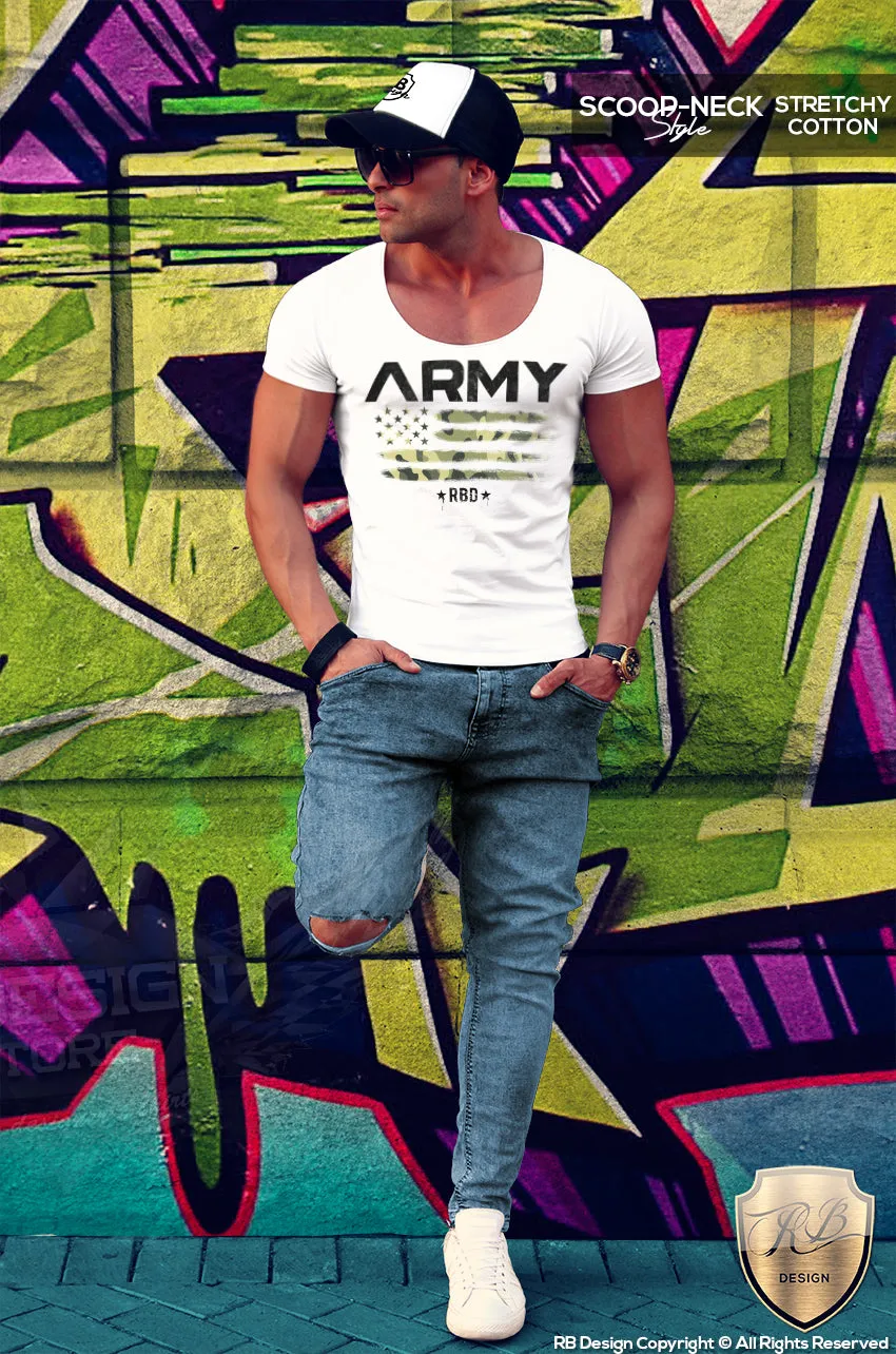 Army Camouflage Flag T-shirt Mens Fashion Muscle Fit T-shirt MD711