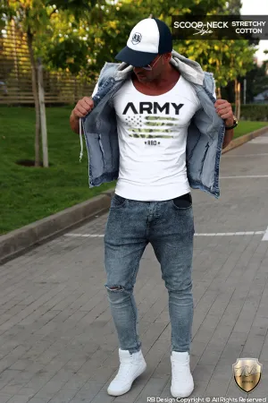 Army Camouflage Flag T-shirt Mens Fashion Muscle Fit T-shirt MD711