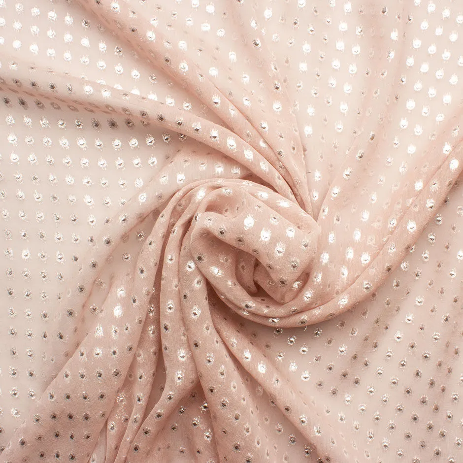 Baby Pink/Gold Metallic Silk Georgette Fabric