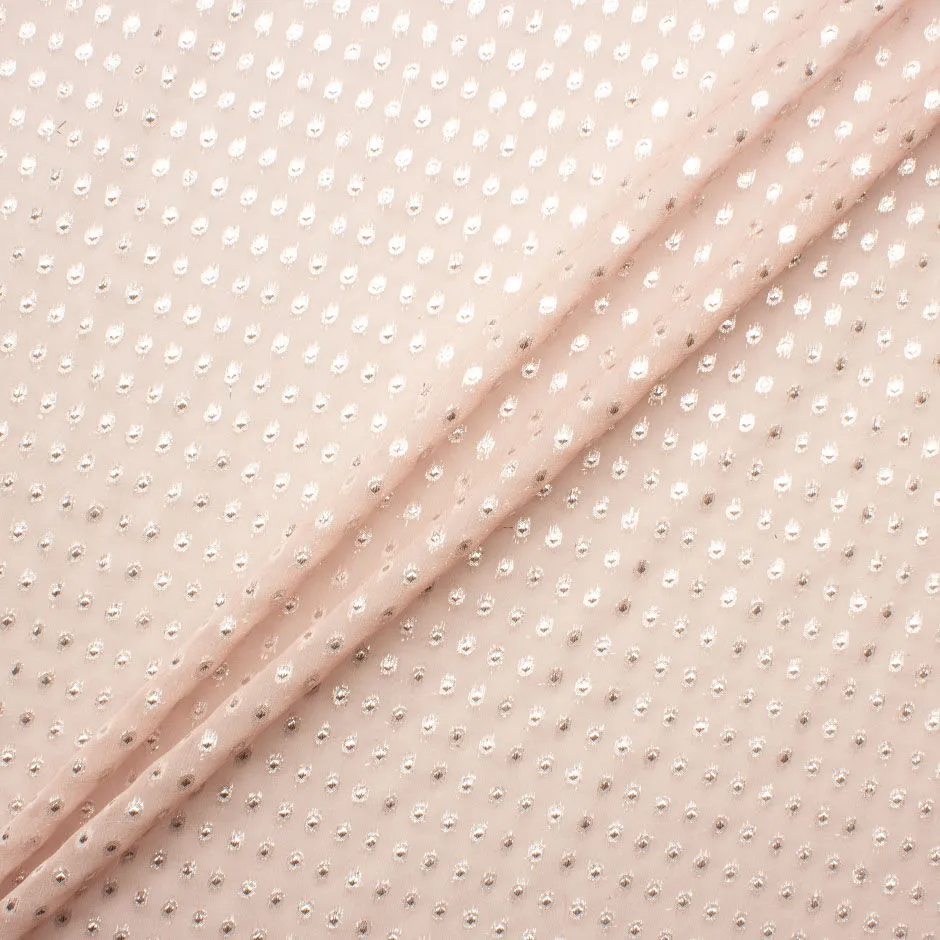 Baby Pink/Gold Metallic Silk Georgette Fabric