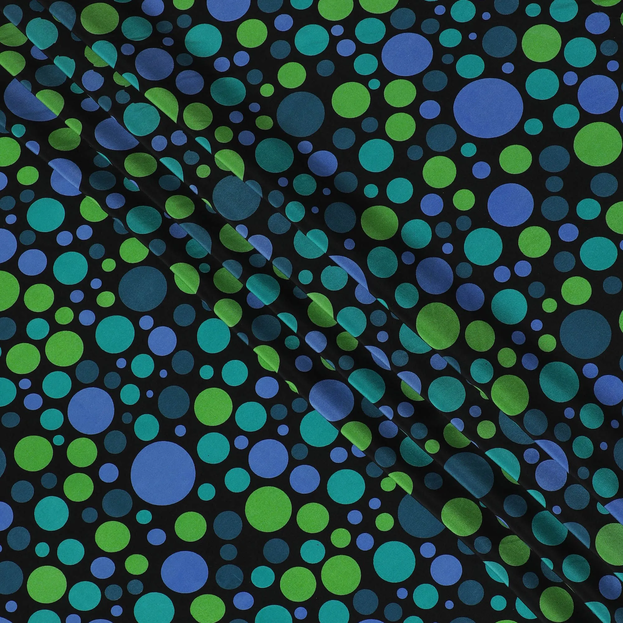 Black Premium pure silk crepe fabric with multicolor print in dot design-D17206