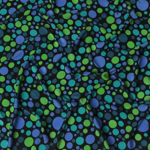 Black Premium pure silk crepe fabric with multicolor print in dot design-D17206