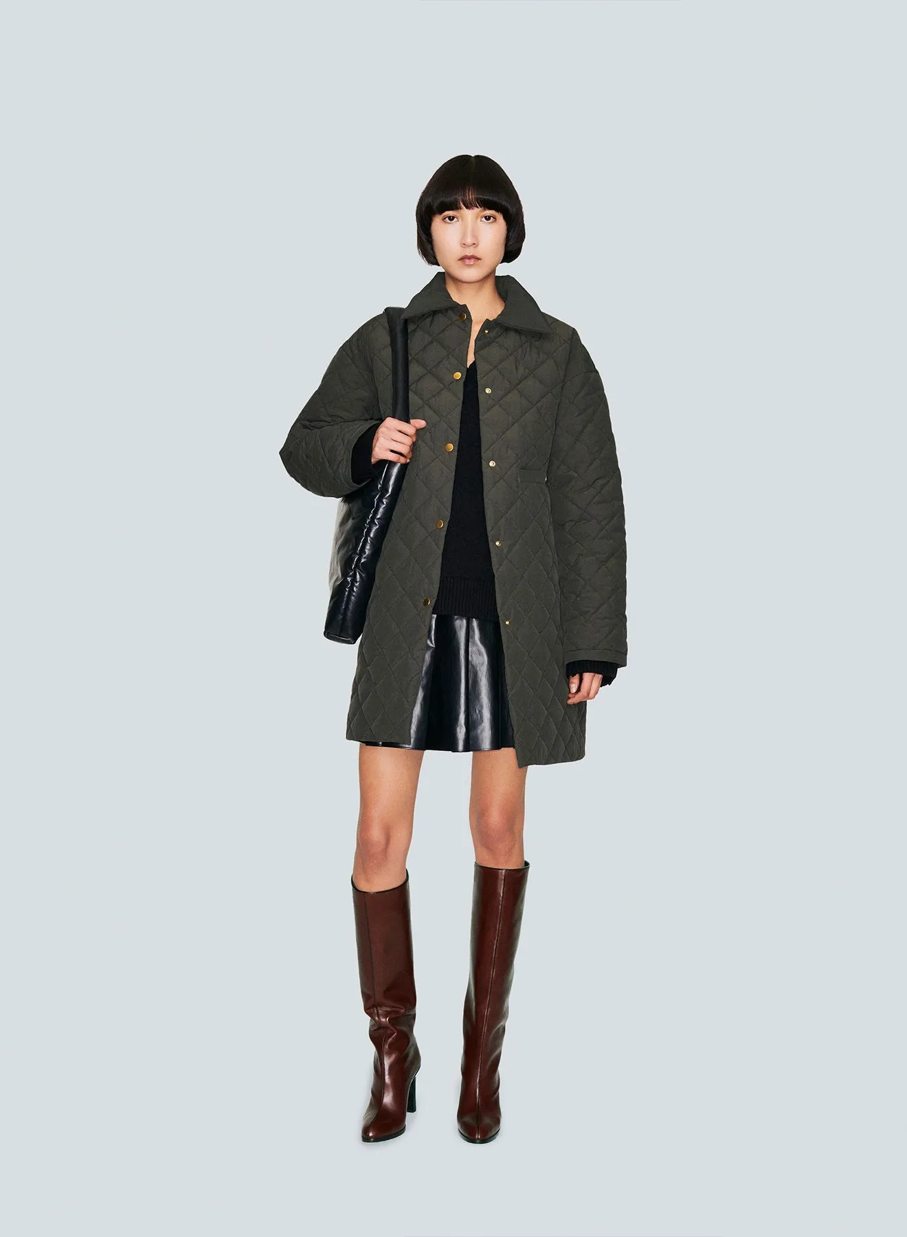 Blouson jacket long taffeta | dark green