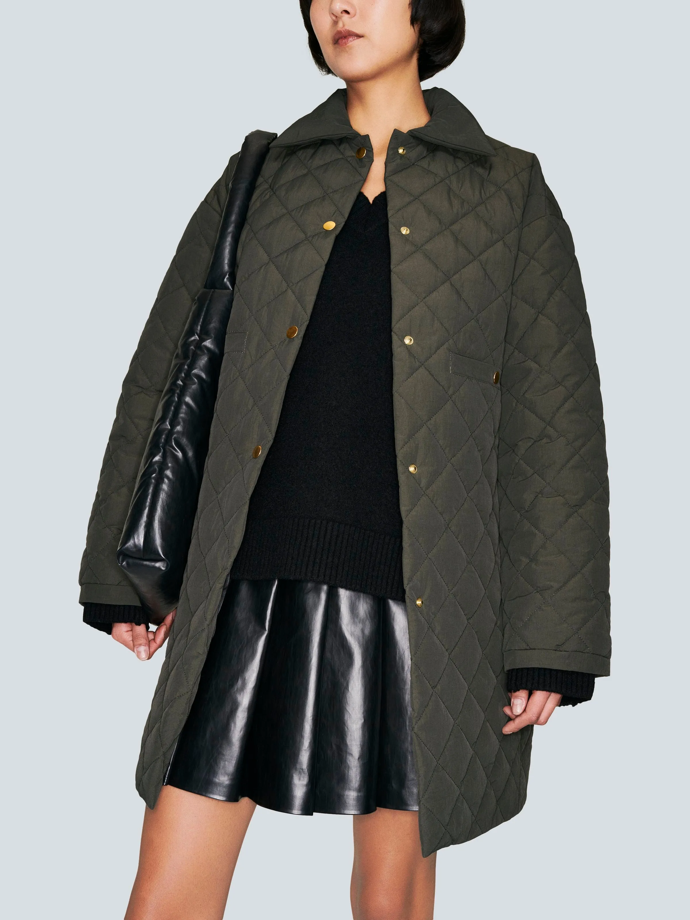 Blouson jacket long taffeta | dark green