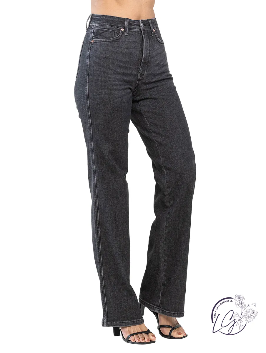 Cali Tummy Control Washed Black Straight Jean By Judy Blue