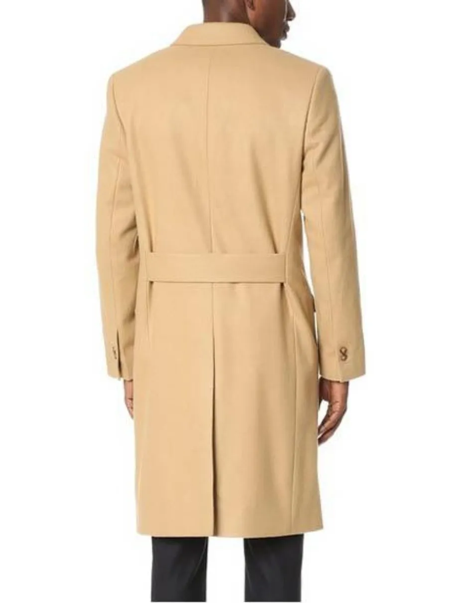 Camel Hair Top Coat - Double Breasted Coat - Big and Tall Peacoat - Top coats For Men