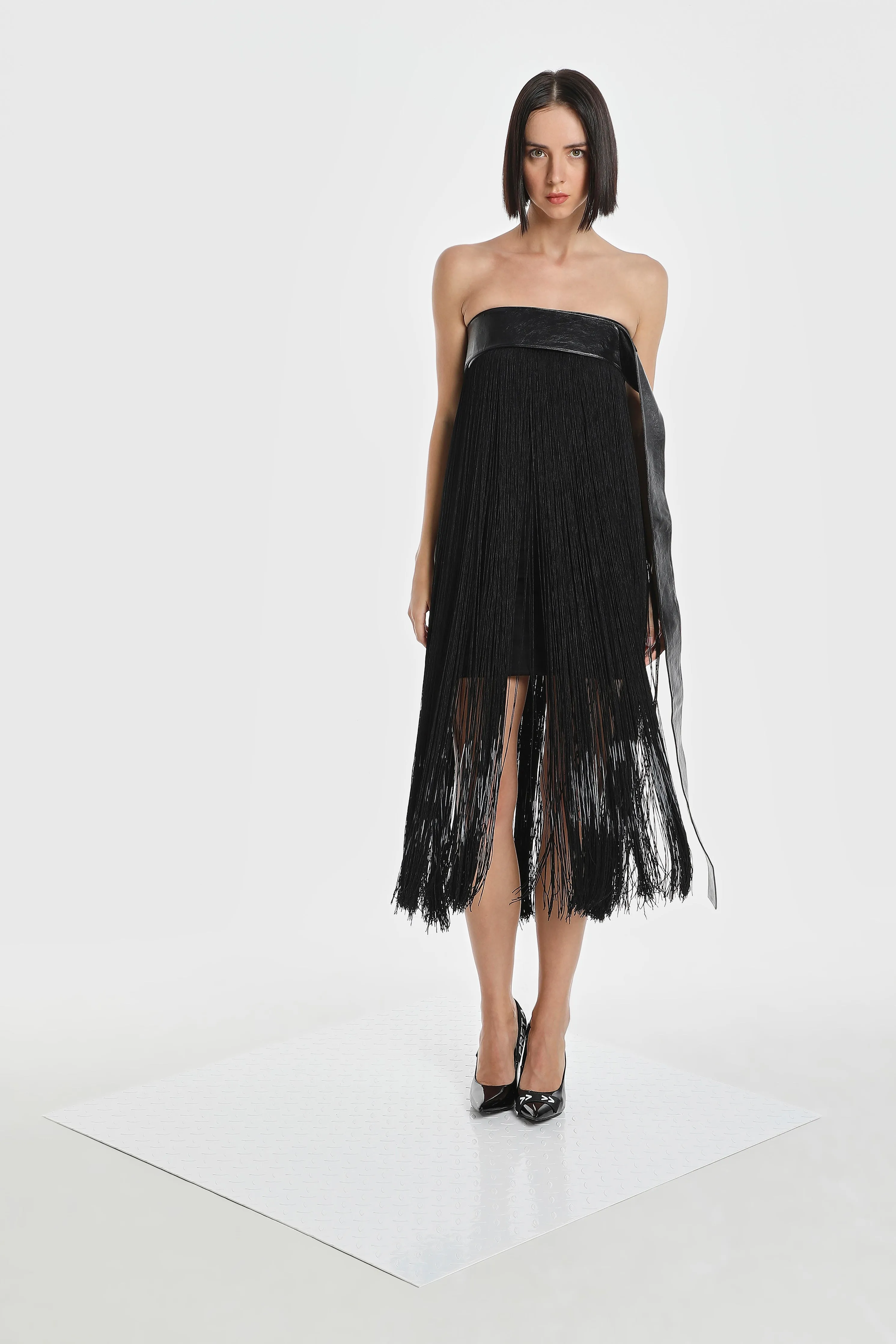 CODE FRINGE STRAPLESS DRESS