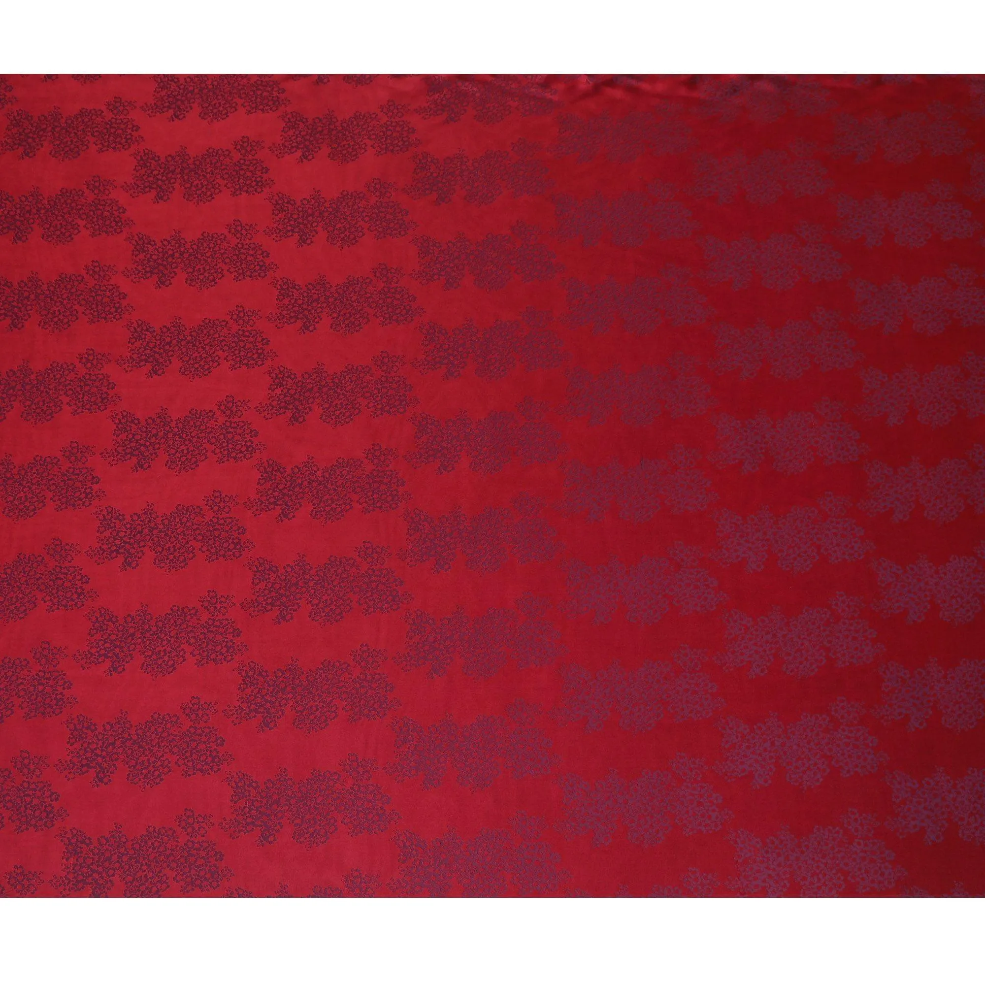 Crimson red premium pure silk crepe fabric with same tone jacquard in floral design-D13888