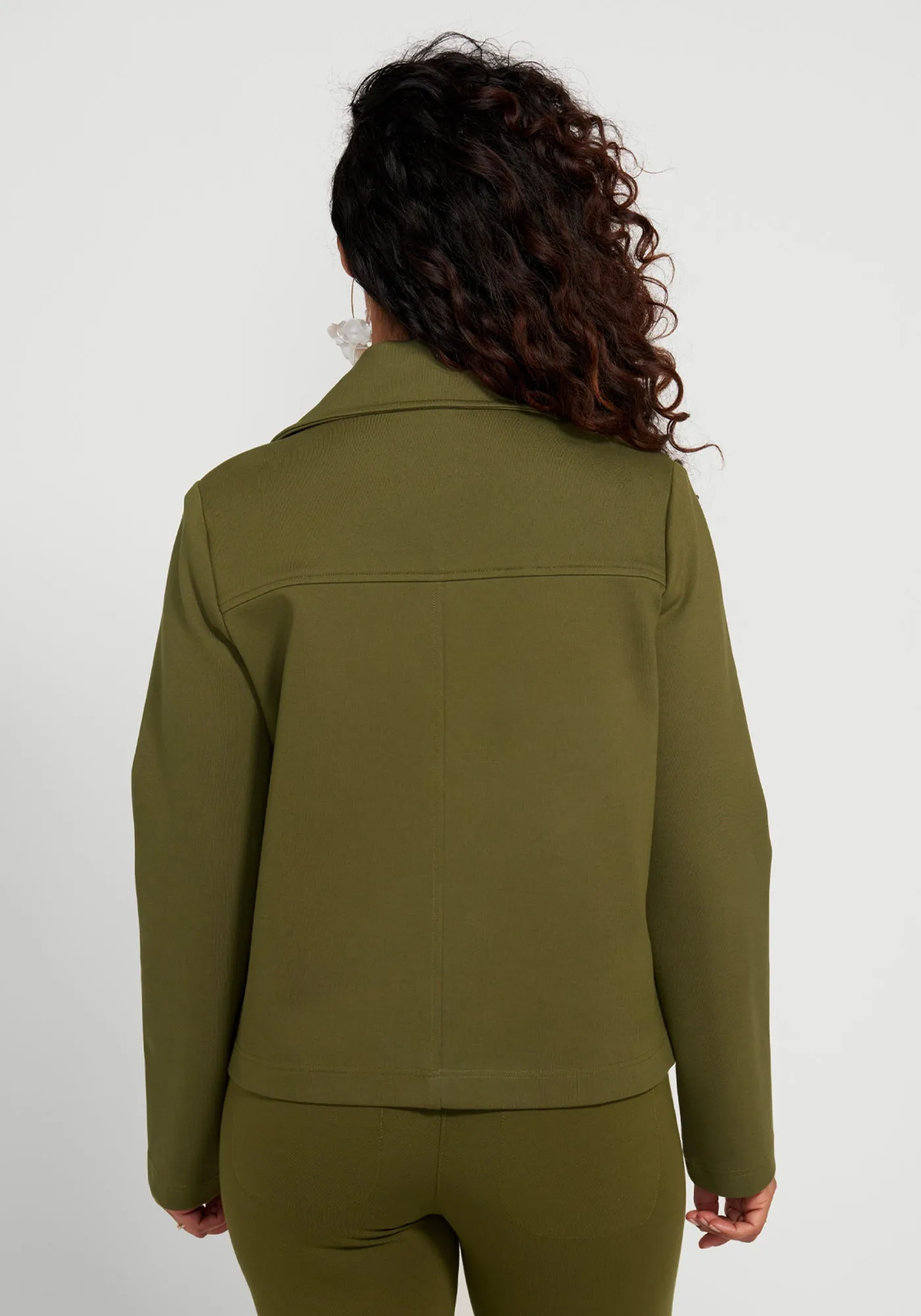 Cropped Peacoat (Dark Olive)