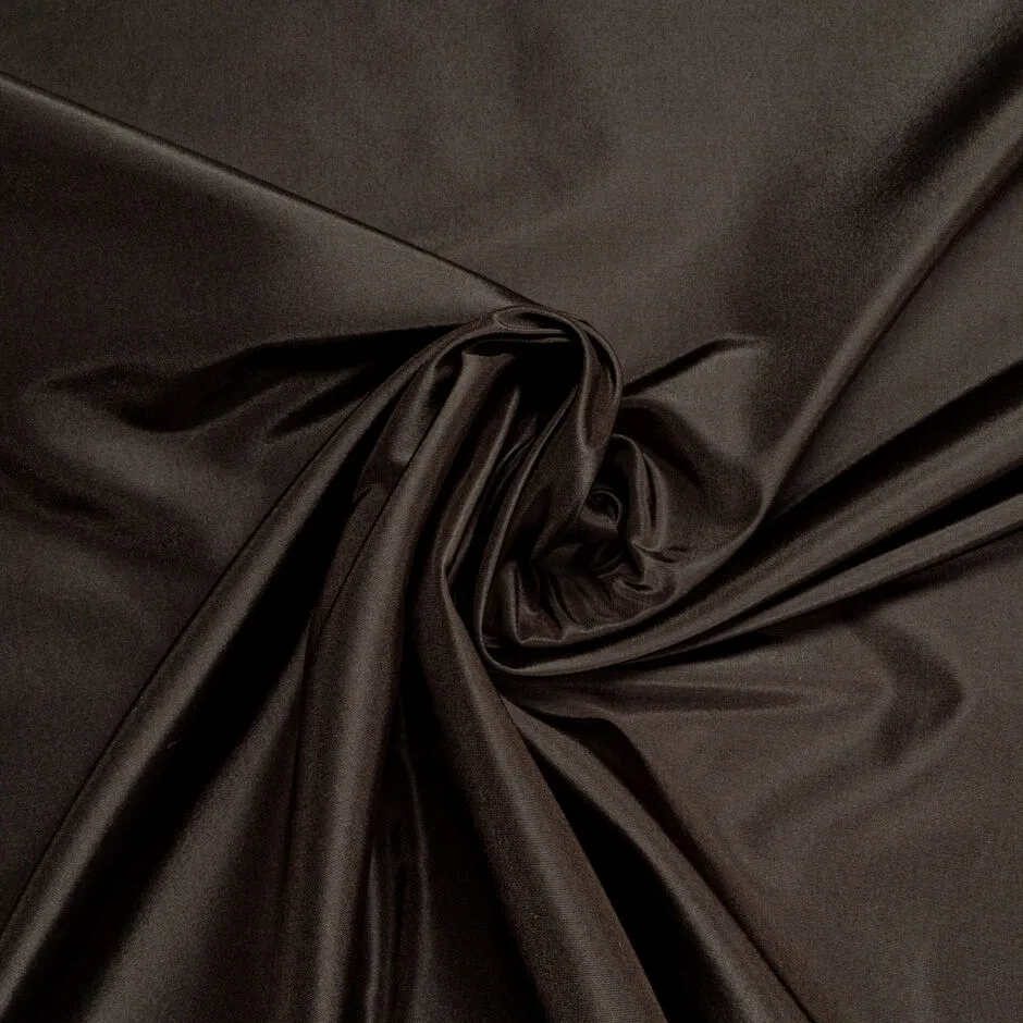 Dark Chocolate Brown Pure Silk Taffeta