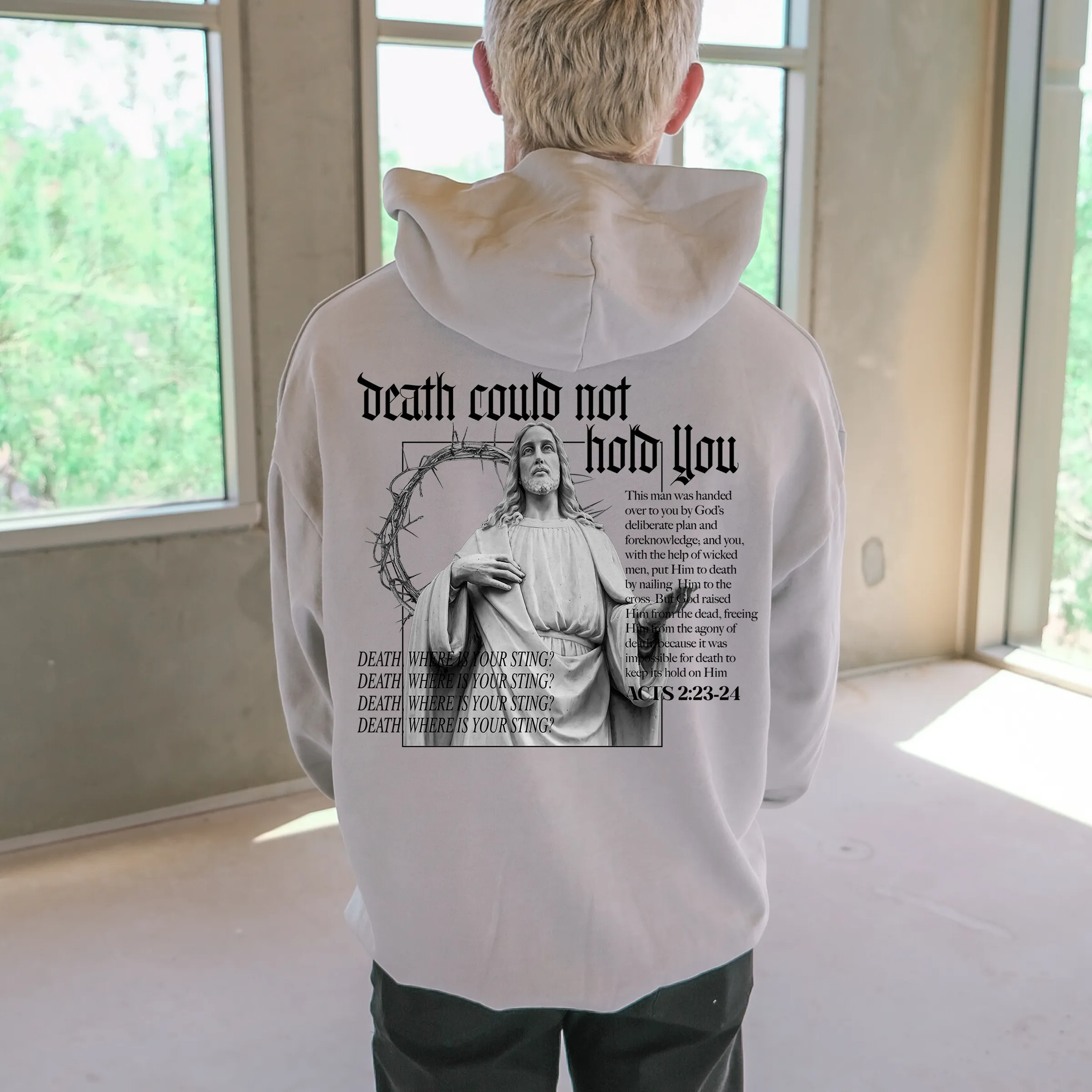 Death Could Not Hold You Pullover Hoodie - Lunar Rock