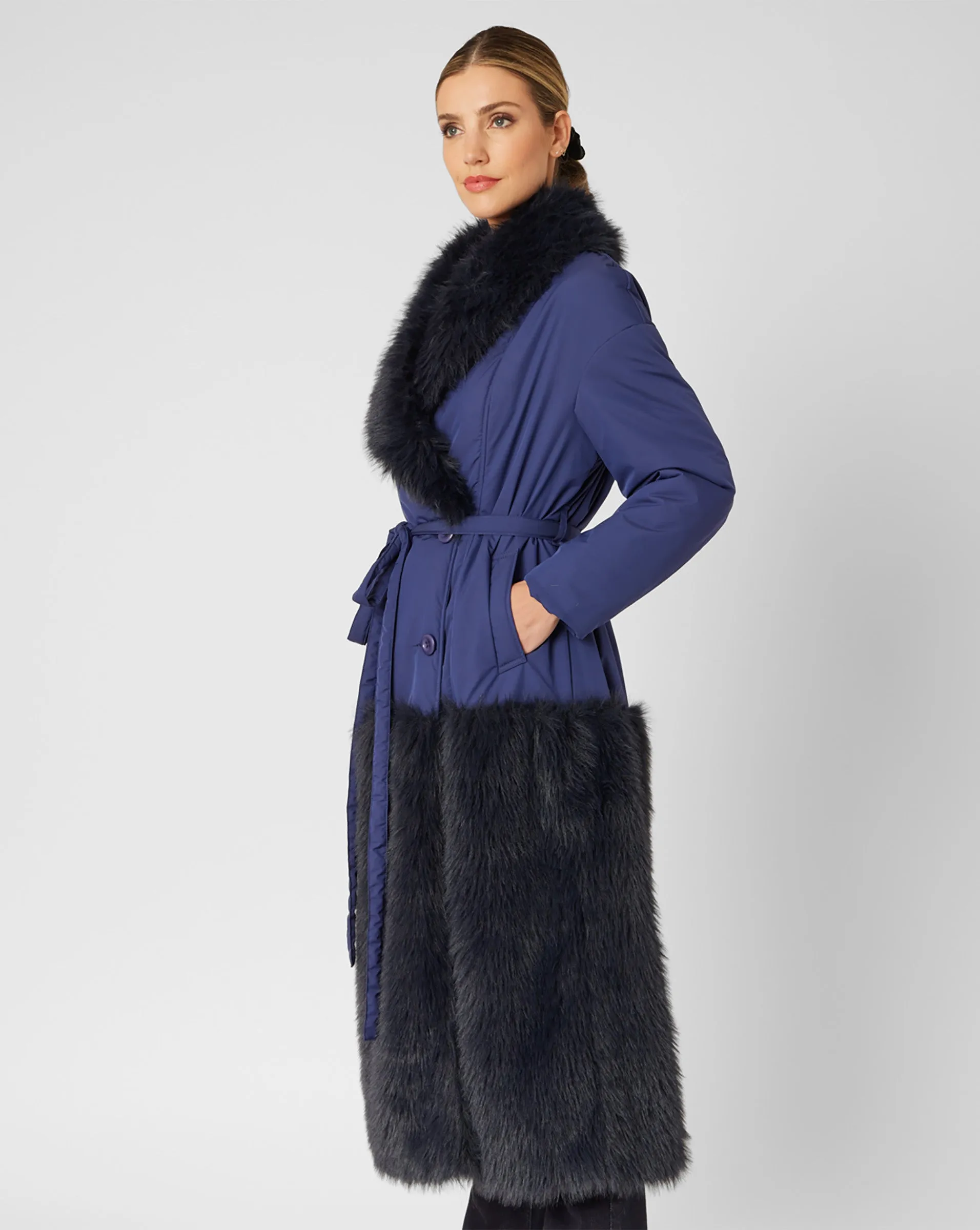 Faux Fur Trim Coat