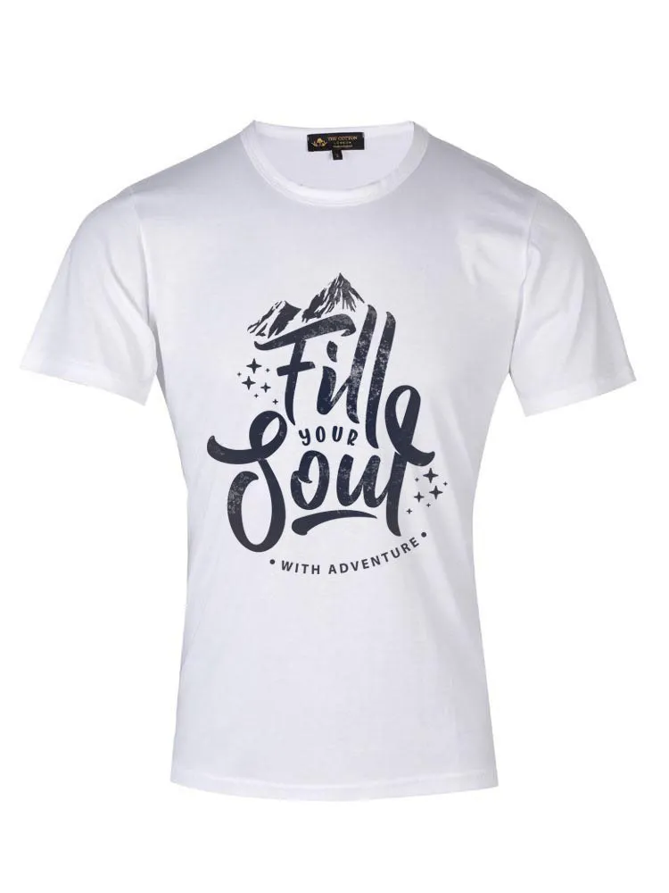 'Fill yuor Soul With Adventure' Text White T-Shirt