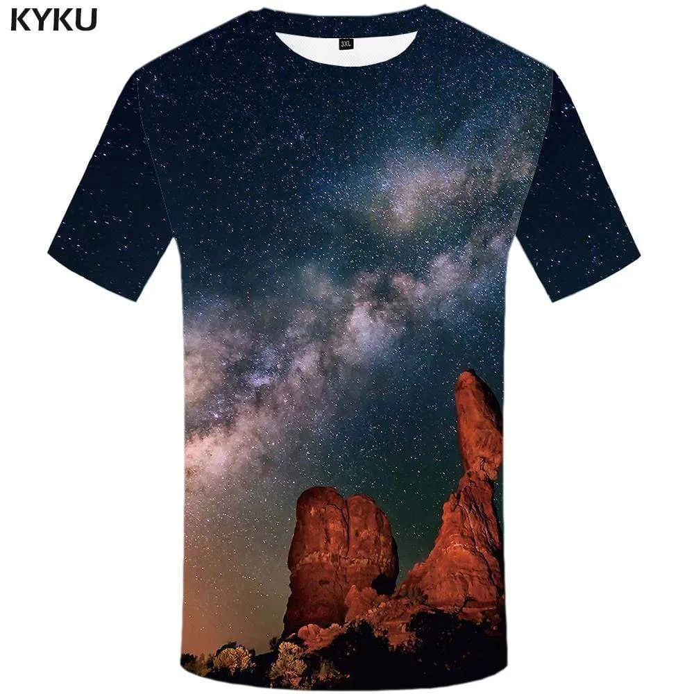 Galaxy Space T-shirts Men Mountain Tshirt Anime Snow Tshirts Print Character T shirts Funny Vortex T-shirt 3d Mens Clothing