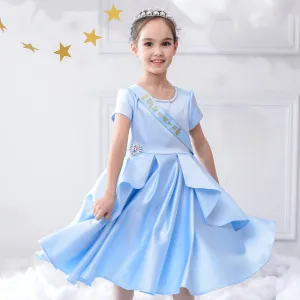 Girls Princess Party Dress Stain Blue