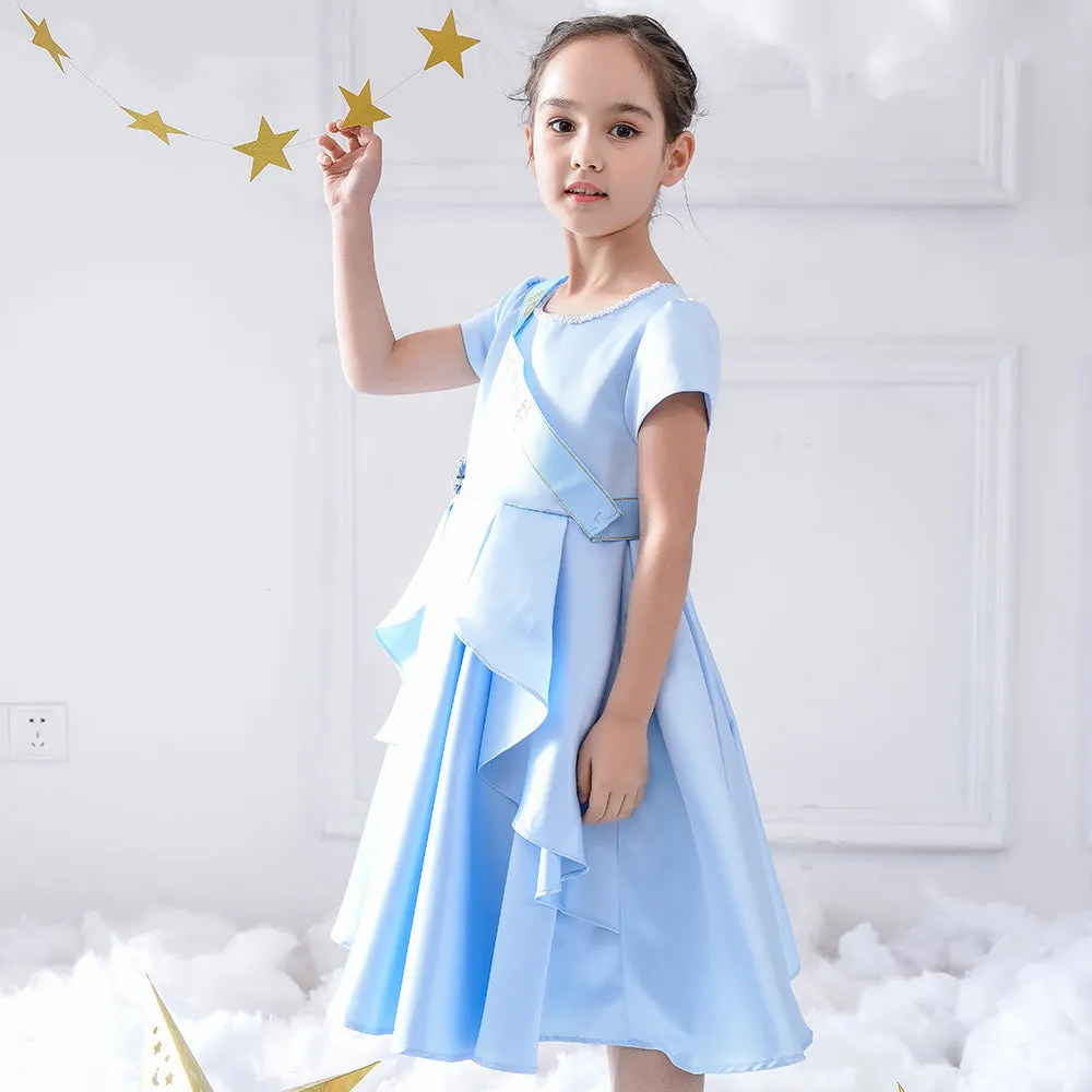 Girls Princess Party Dress Stain Blue