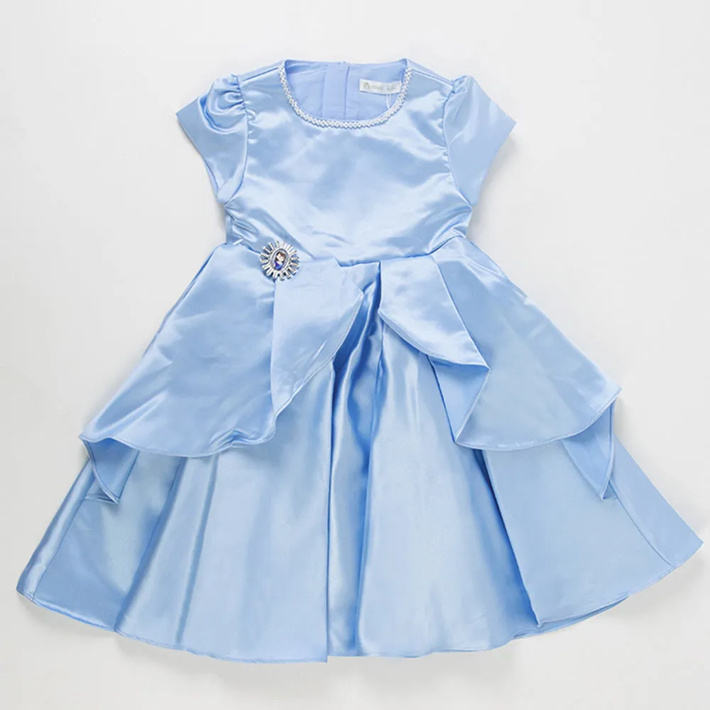 Girls Princess Party Dress Stain Blue