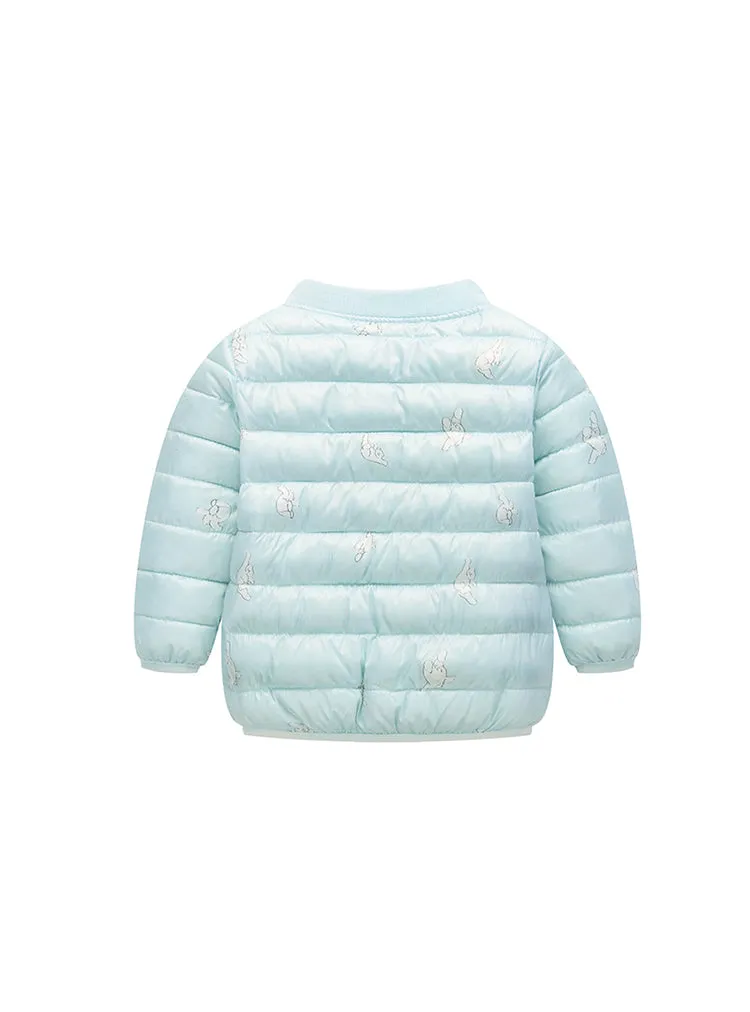 Girls Print Scoop Neck Cotton-Padded Jacket