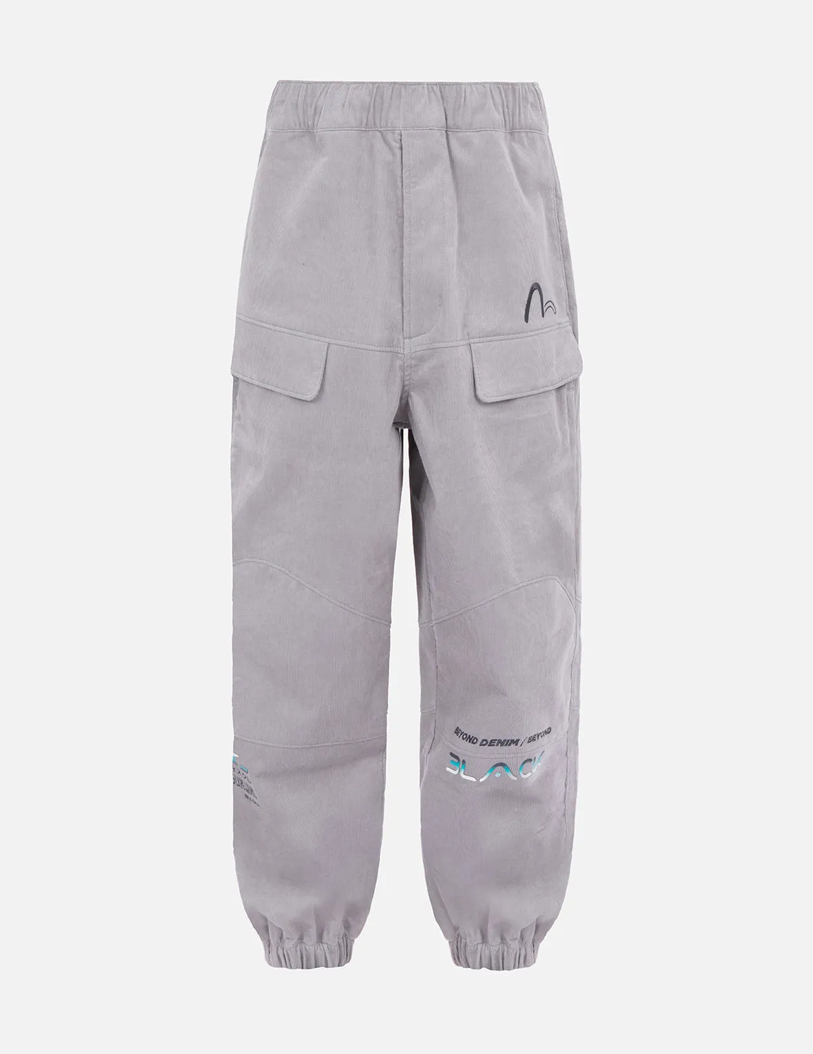 Gradient Slogan Print Corduroy Cargo Pants