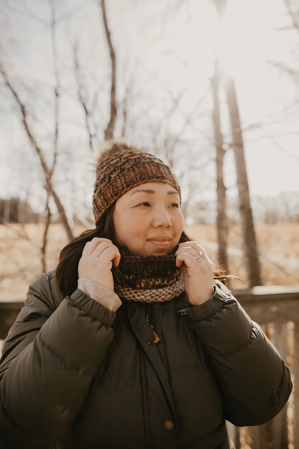 Gray and Multicolor Merino Wool Fair Isle Hand Knit Cowl