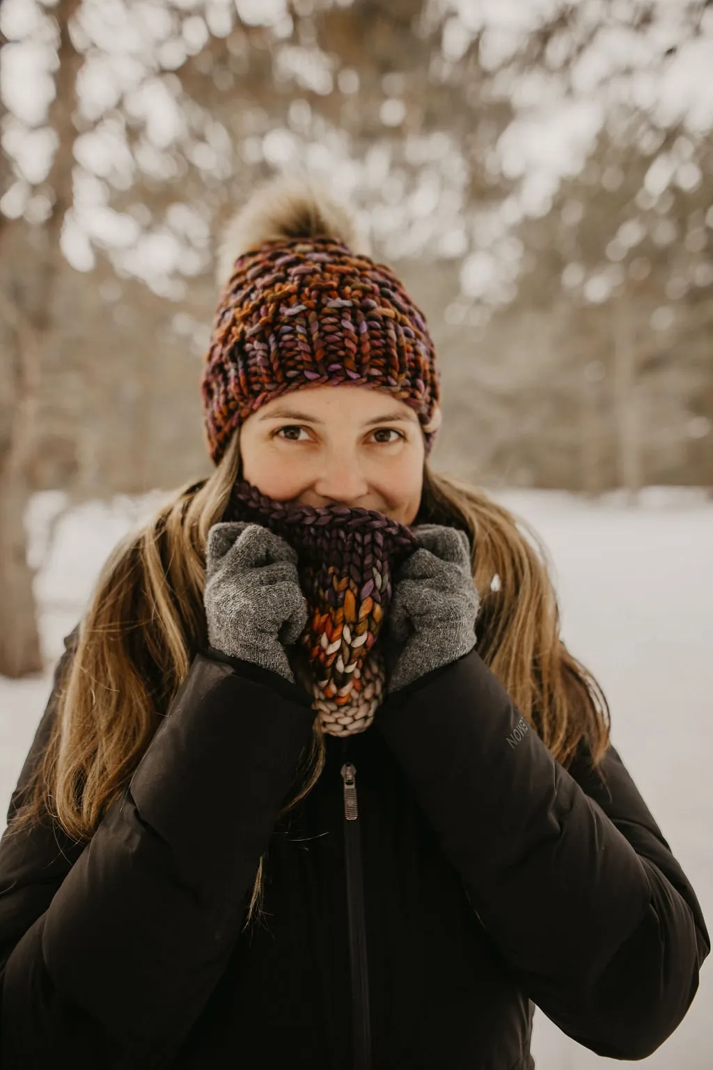 Gray and Multicolor Merino Wool Fair Isle Hand Knit Cowl