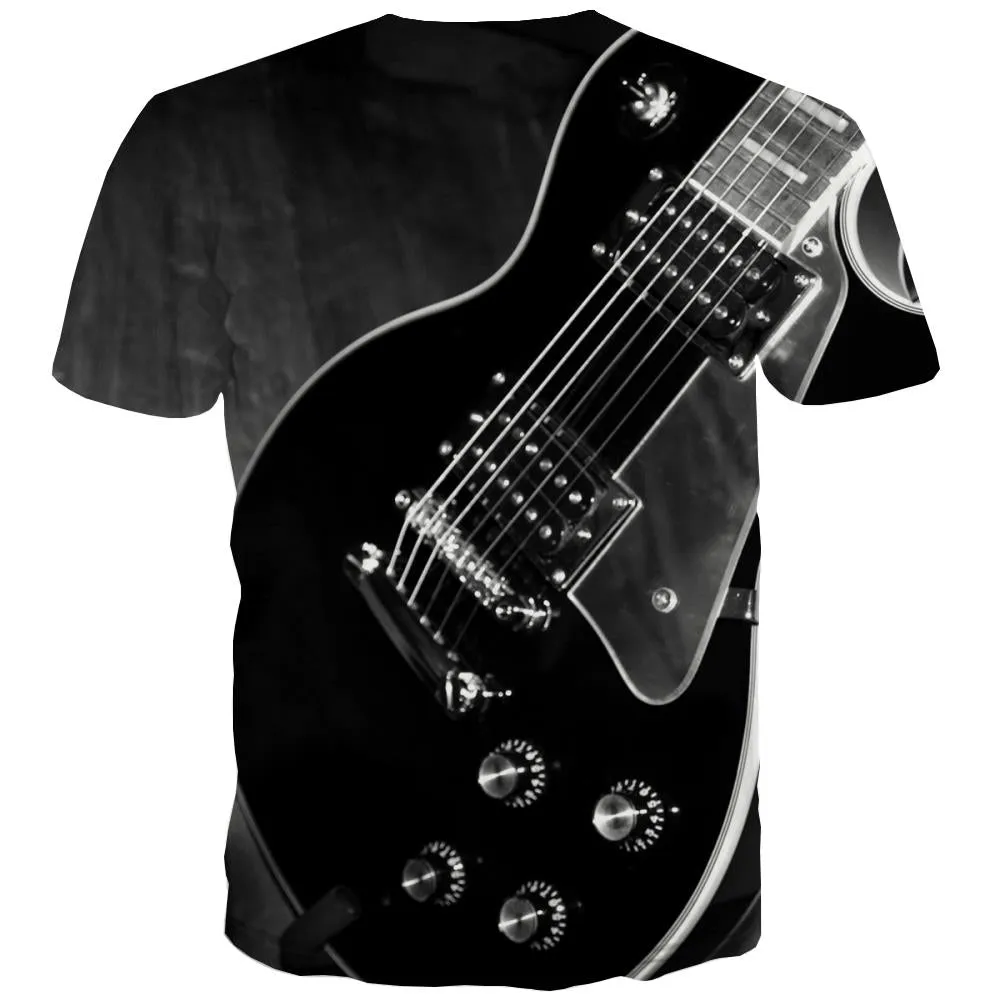 Guitar T shirts Men Music Shirt Print Wooden Tshirt Printed Metal T shirts Funny