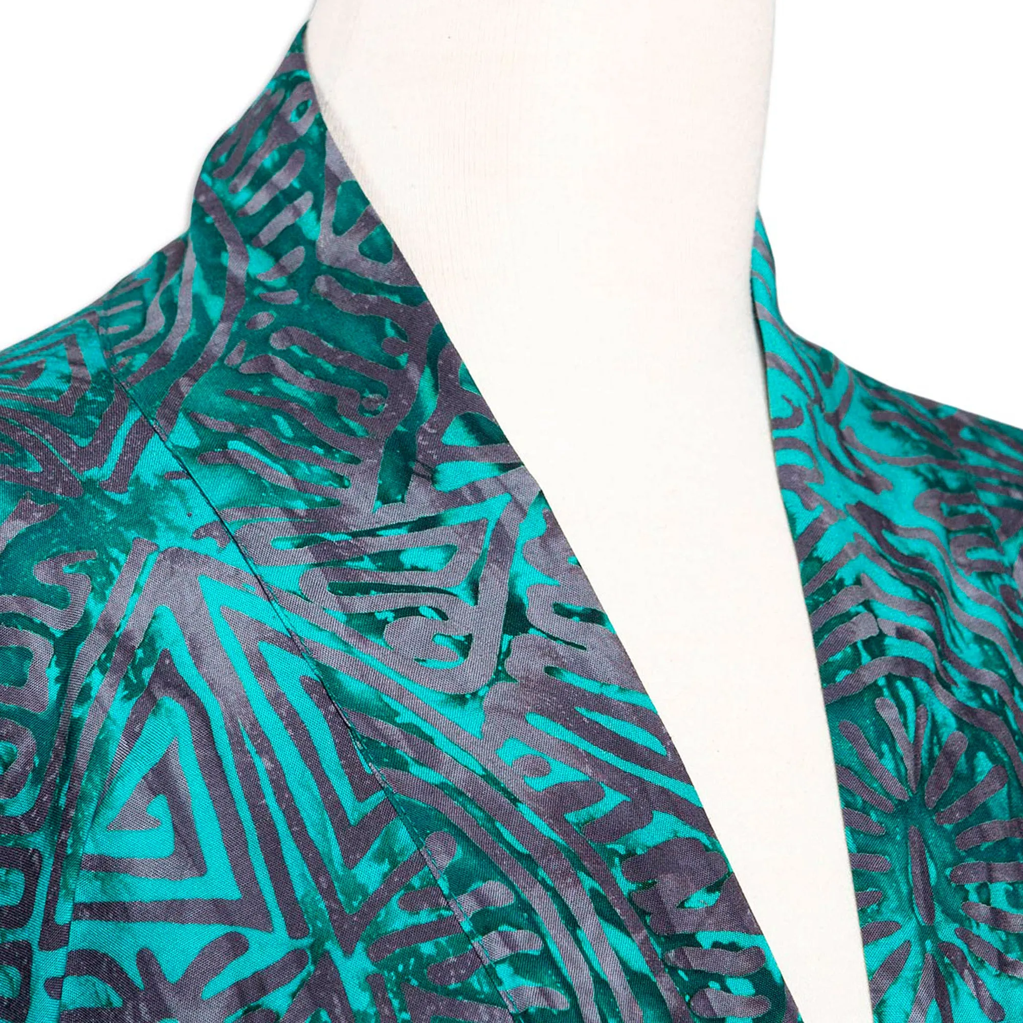 Handmade Batik Rayon Kimono Jacket - Emerald Ocean | NOVICA