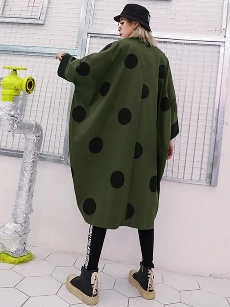 HEYFANCYSTYLE Oversized Army Green Dot Coat