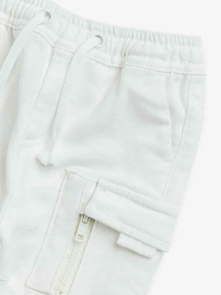 HOP Baby White Relaxed-Fit Mid-Rise Joggers