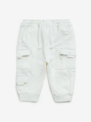 HOP Baby White Relaxed-Fit Mid-Rise Joggers