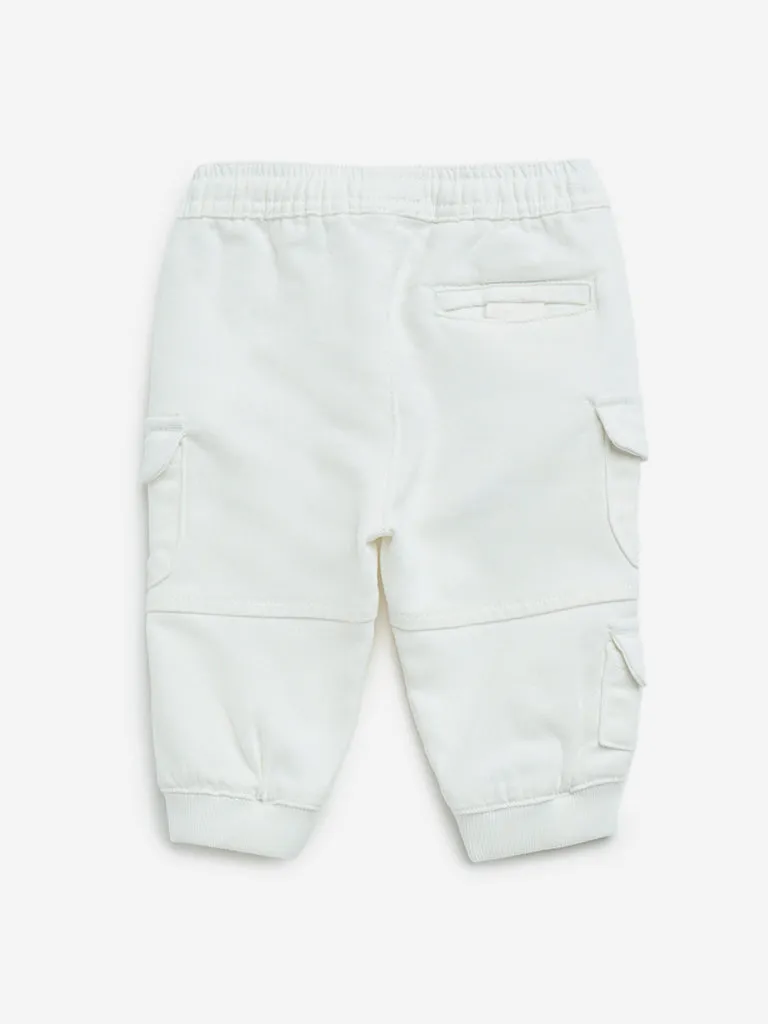 HOP Baby White Relaxed-Fit Mid-Rise Joggers