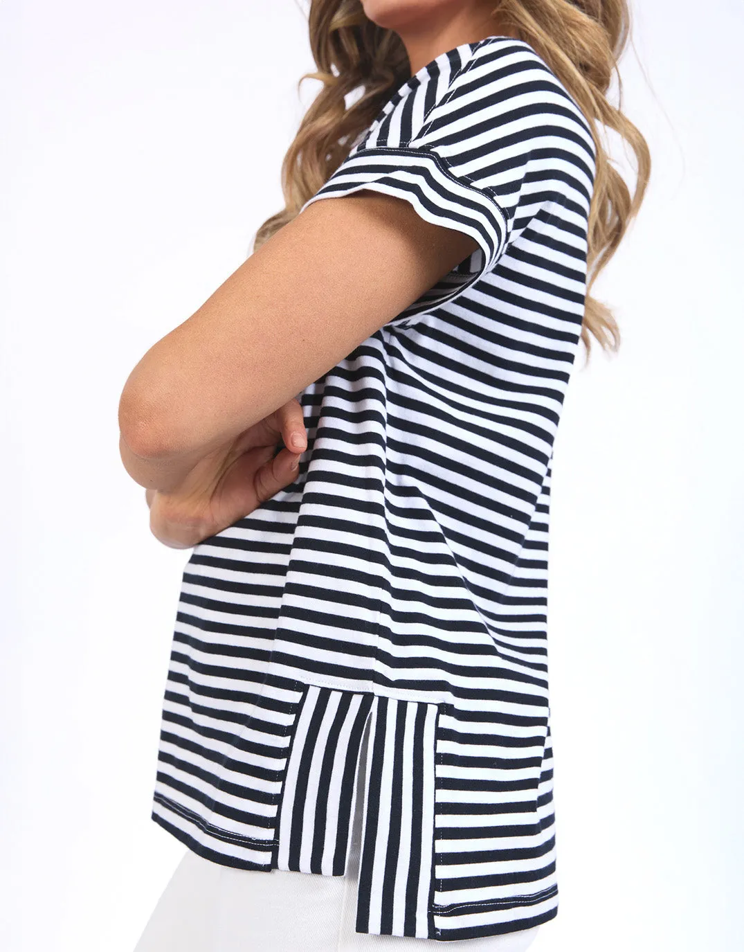 Jarrah Stripe Short Sleeve Tee - Navy/White Stripe