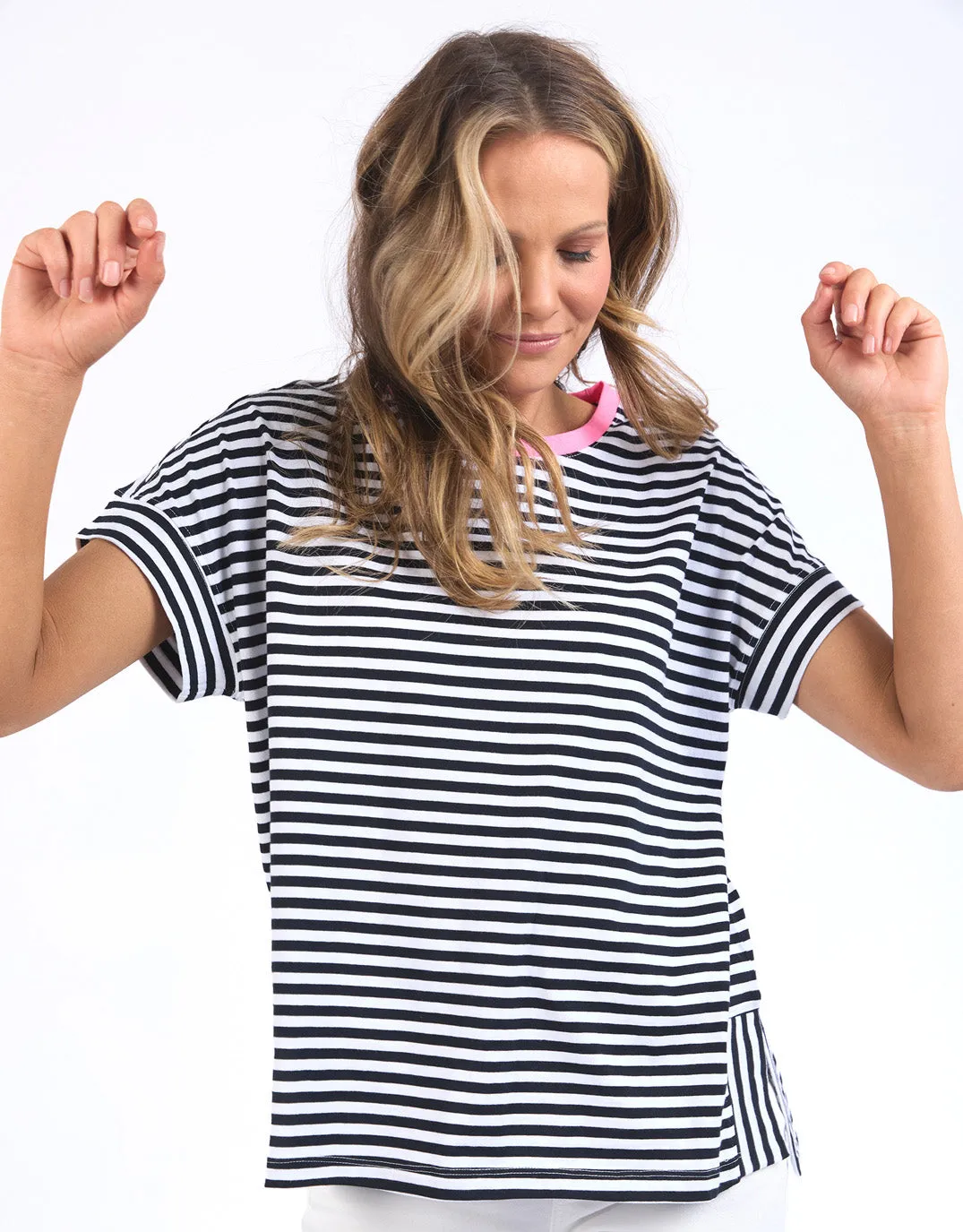 Jarrah Stripe Short Sleeve Tee - Navy/White Stripe