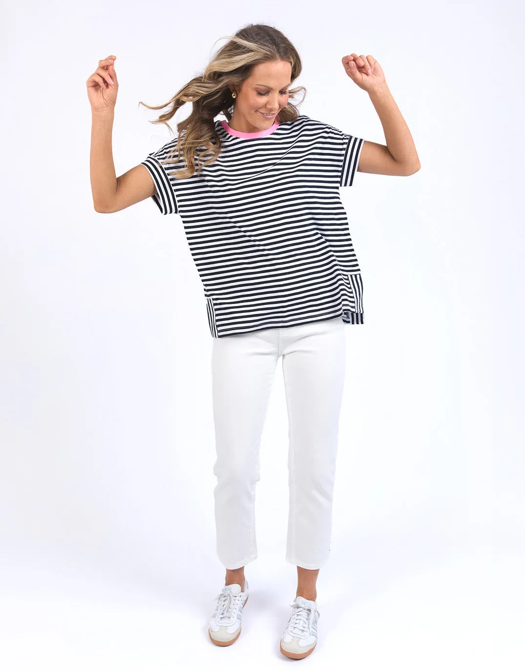 Jarrah Stripe Short Sleeve Tee - Navy/White Stripe