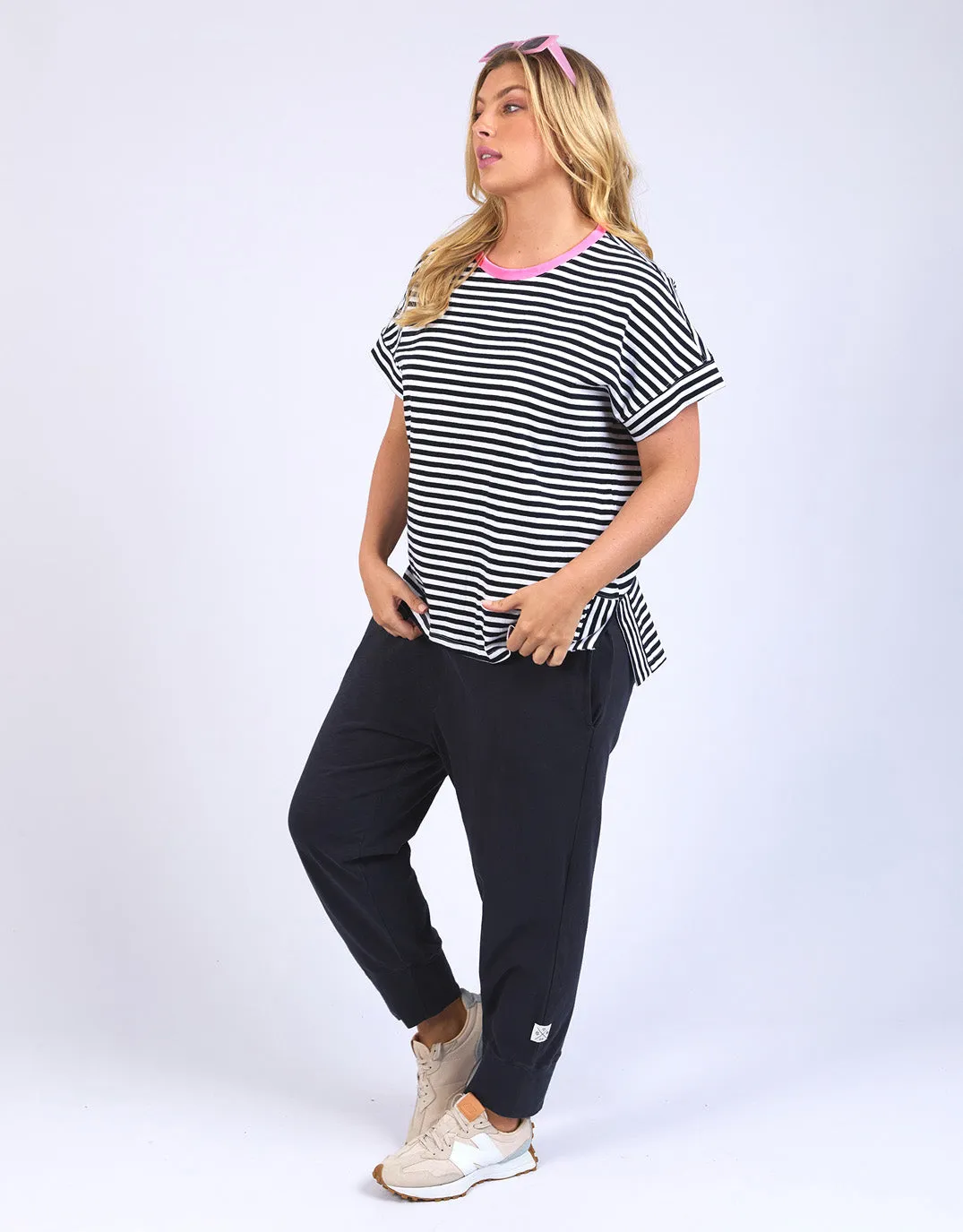 Jarrah Stripe Short Sleeve Tee - Navy/White Stripe