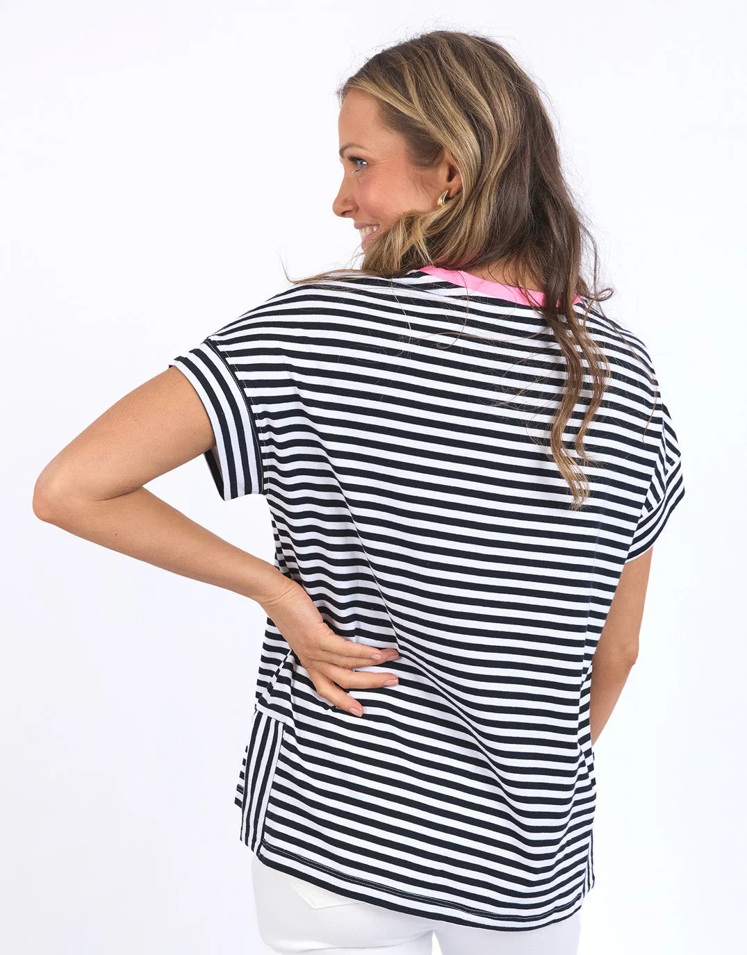 Jarrah Stripe Short Sleeve Tee - Navy/White Stripe