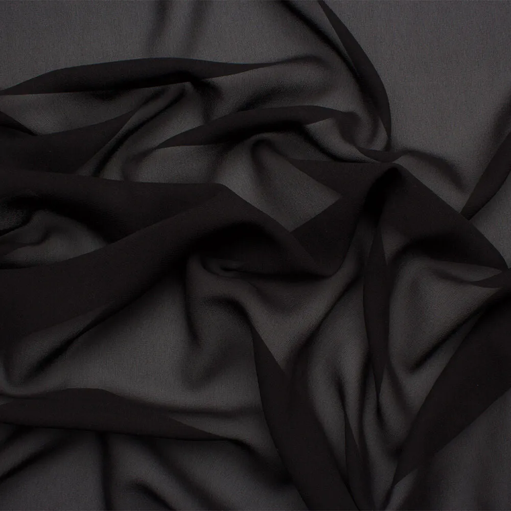 Jet Black Silk Georgette