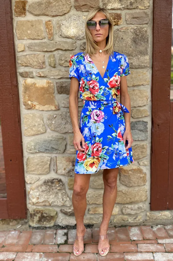 Kennedy Silk Dress - Royal Floral