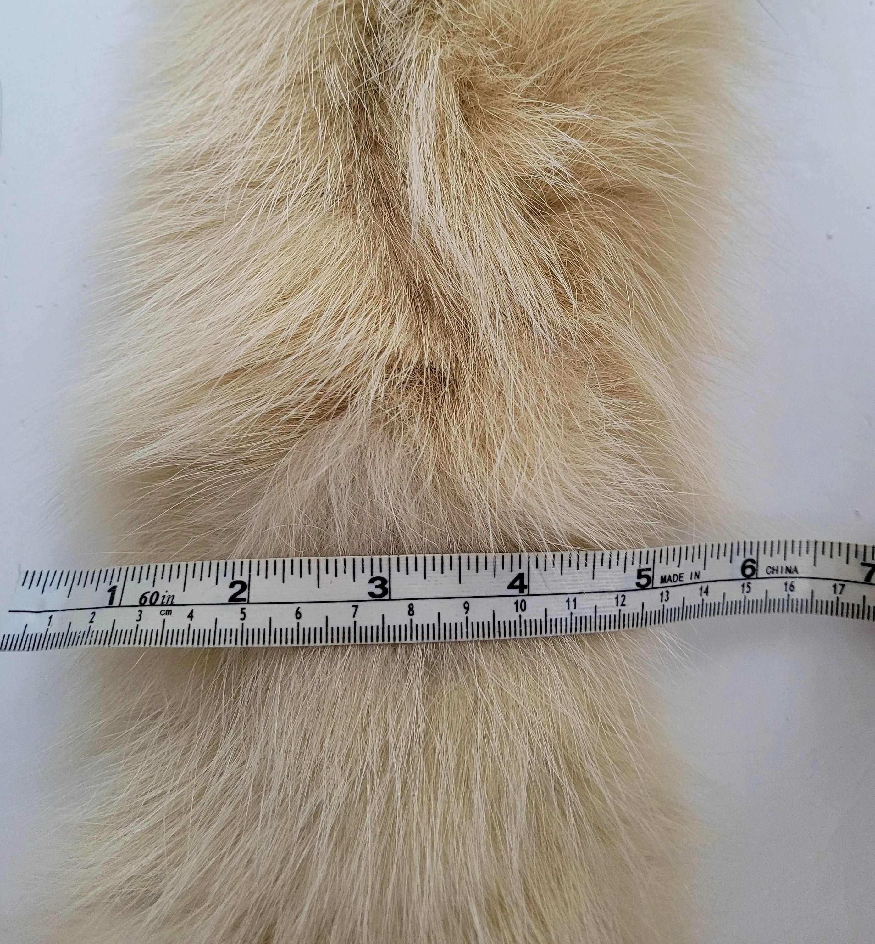 Large Beige Fox Fur Trim, Collar for Hood (PIECES), 80 cm