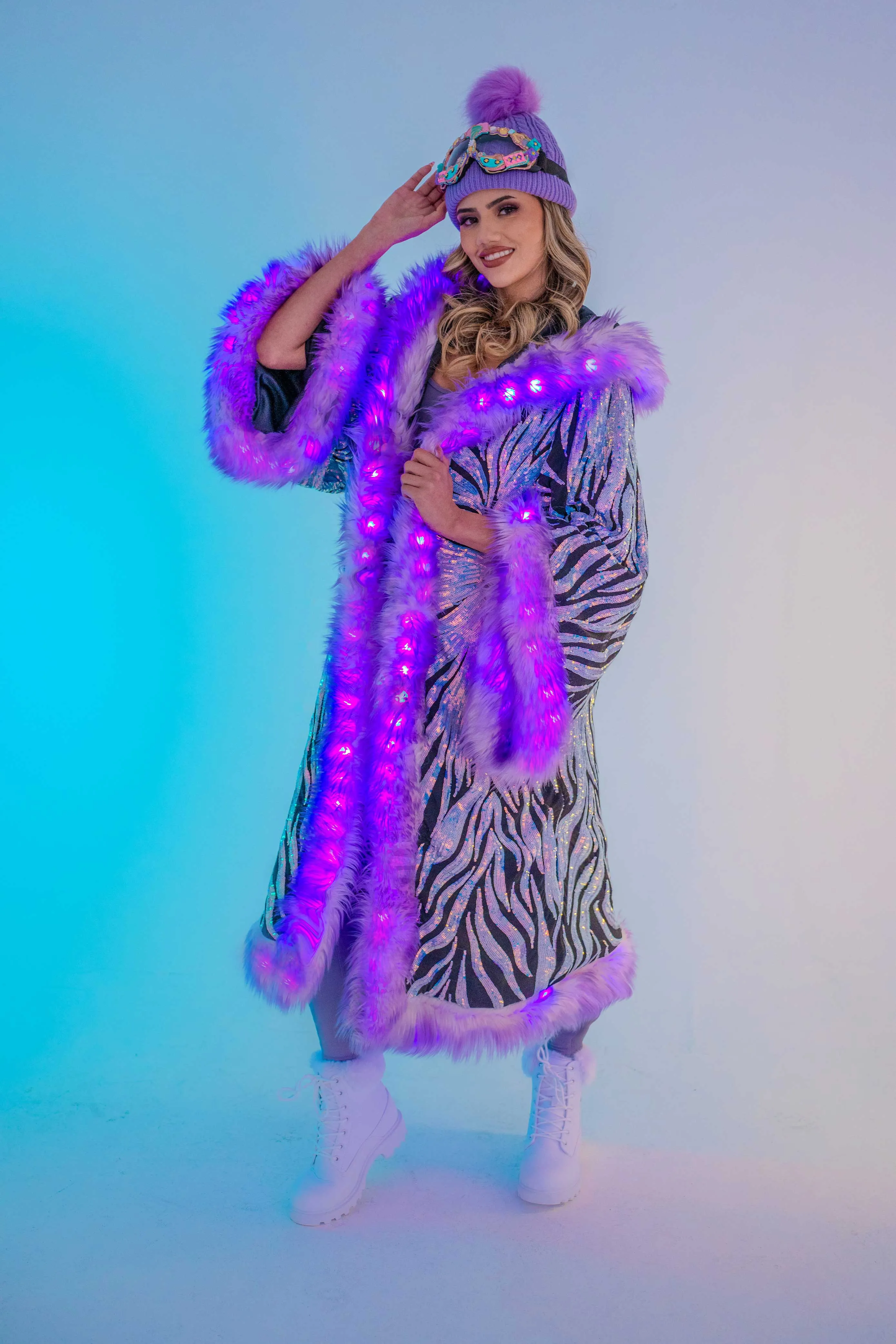 LED Tiny Twinkle Sequin Kimono in "Black Lilac Radiant Dream"