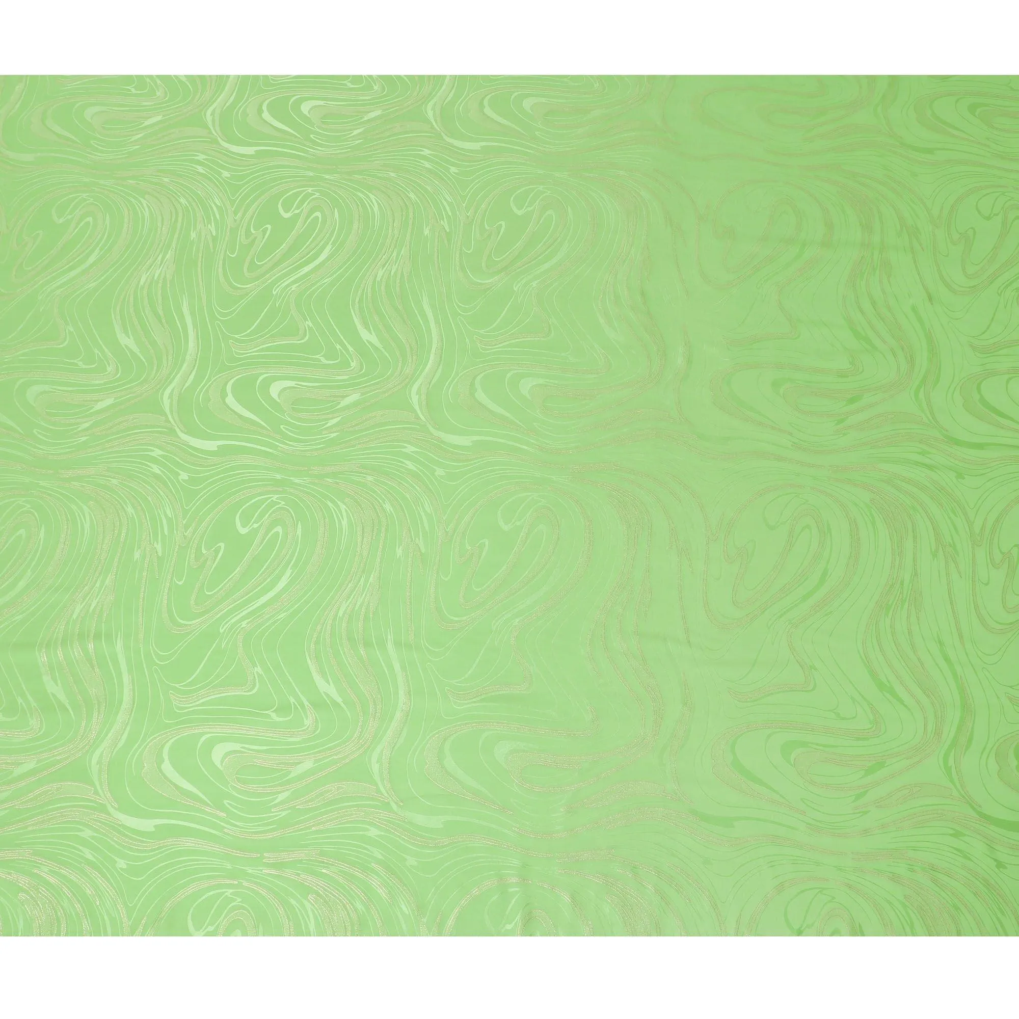 Lime green premium pure silk crepe fabric with same tone jacquard and gold metallic lurex in abstract design-D15717