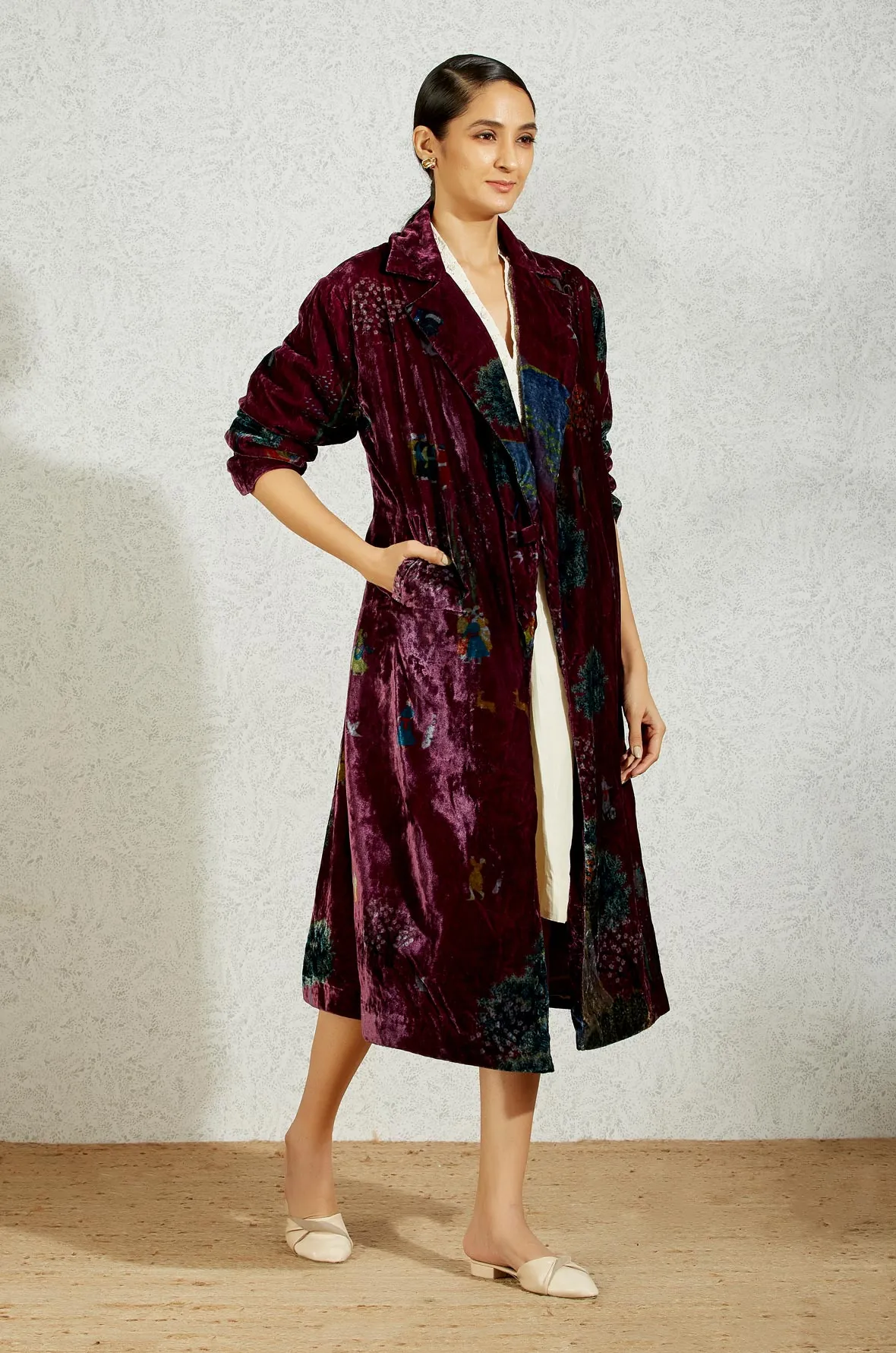 Long Coat Velvet Wine