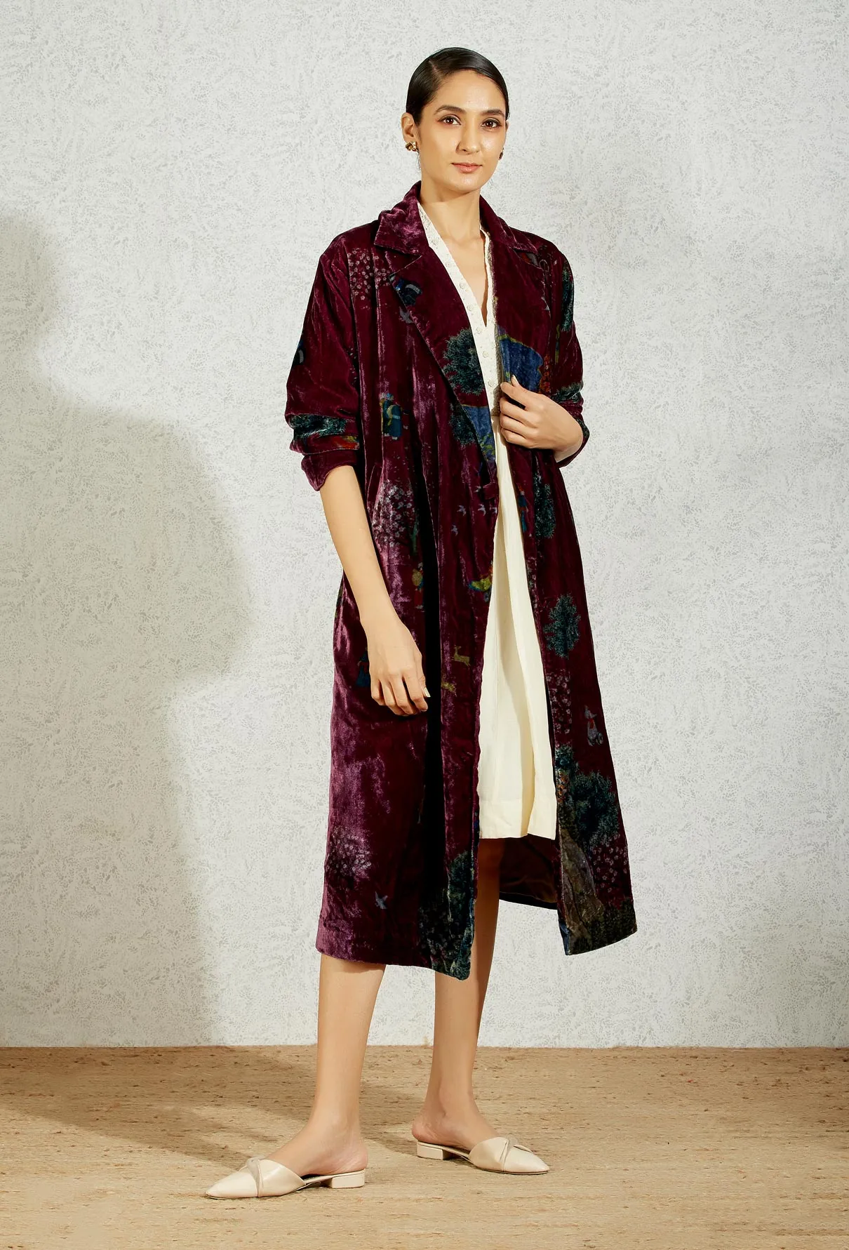 Long Coat Velvet Wine