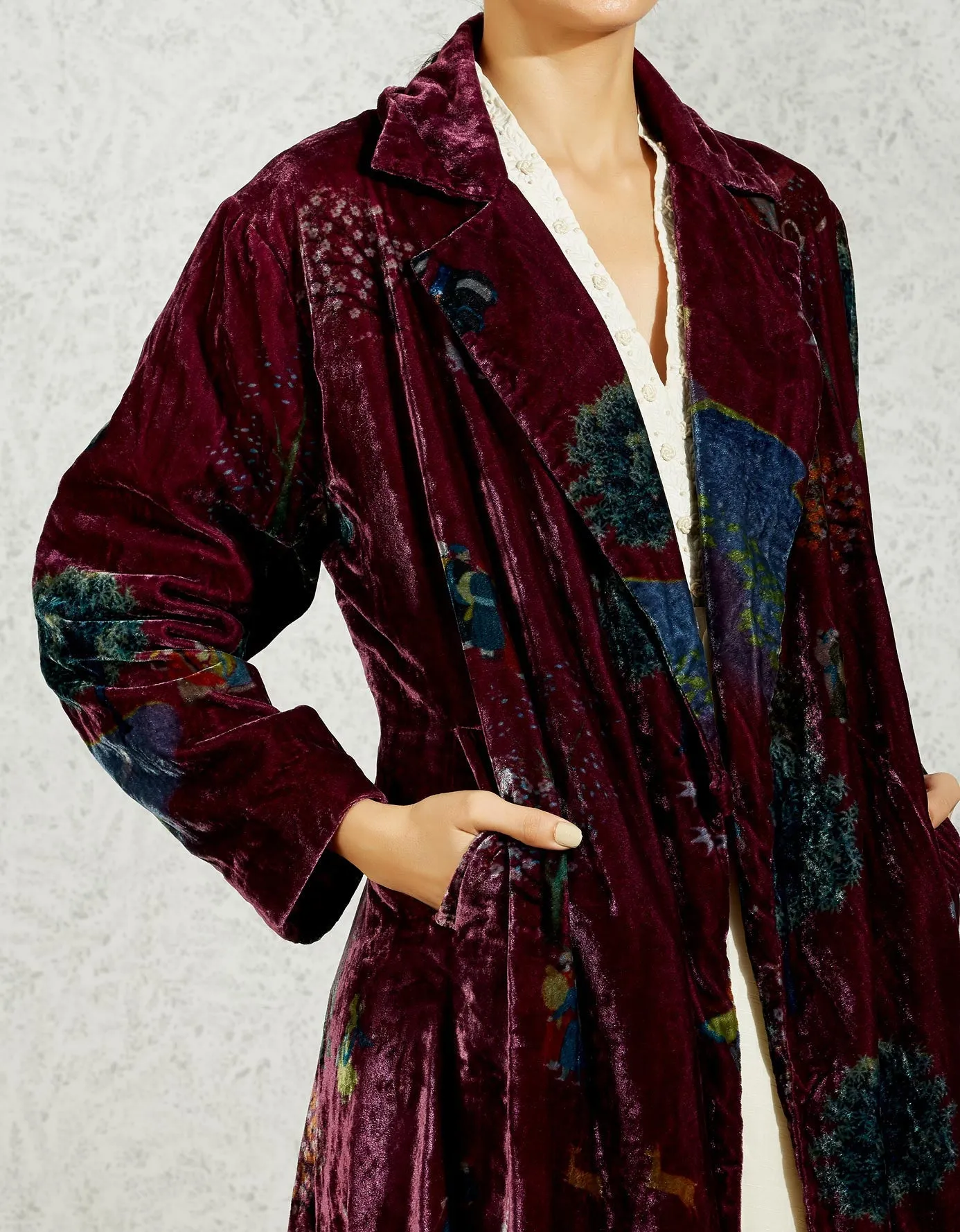 Long Coat Velvet Wine