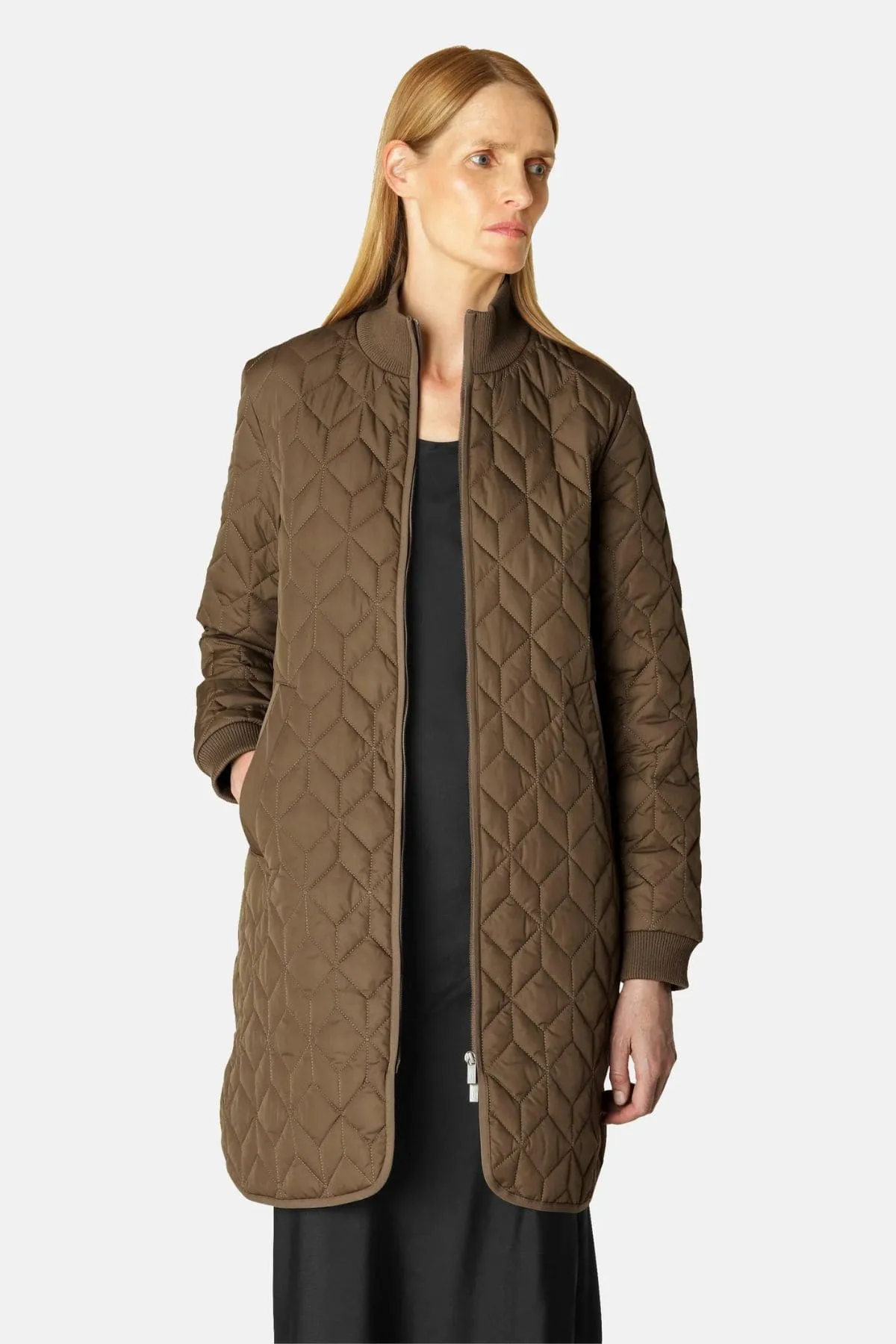 LONG QUILT COAT CUB BROWN